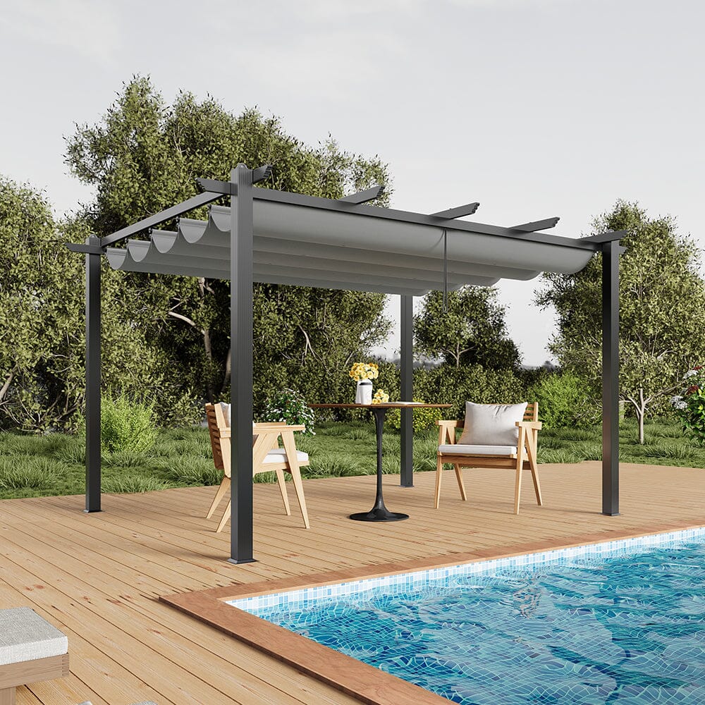 3x3m/3x4m/4x4m All-Aluminum Flat Top Tarp Tent -Off-White/Light Grey Living and Home 3x4m Light Grey 