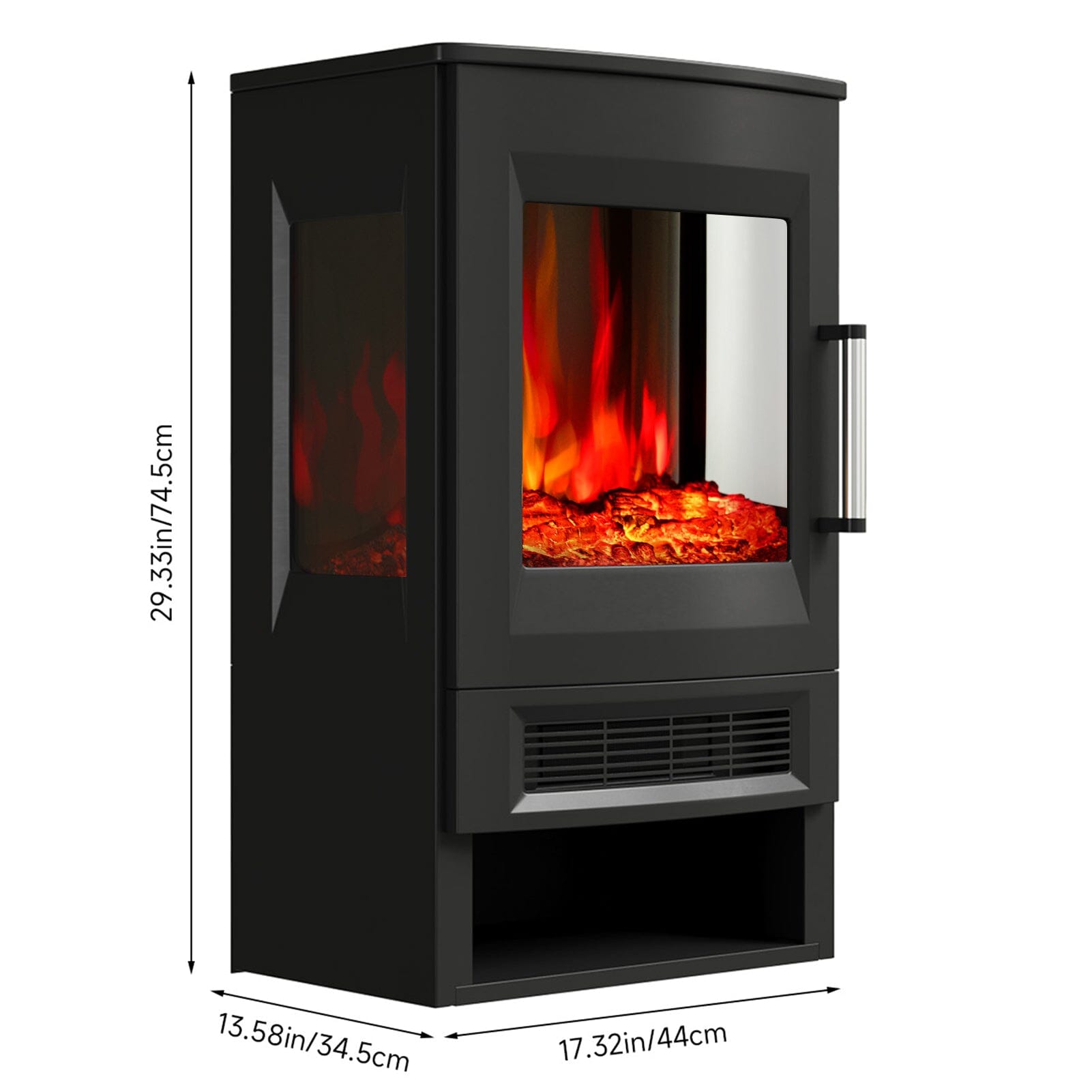 Smallbee 3-Sided Freestanding Electric Fireplace with Remote Control – Black, 900/1800W, Adjustable LED Flame & Temperature Smallbee UK 