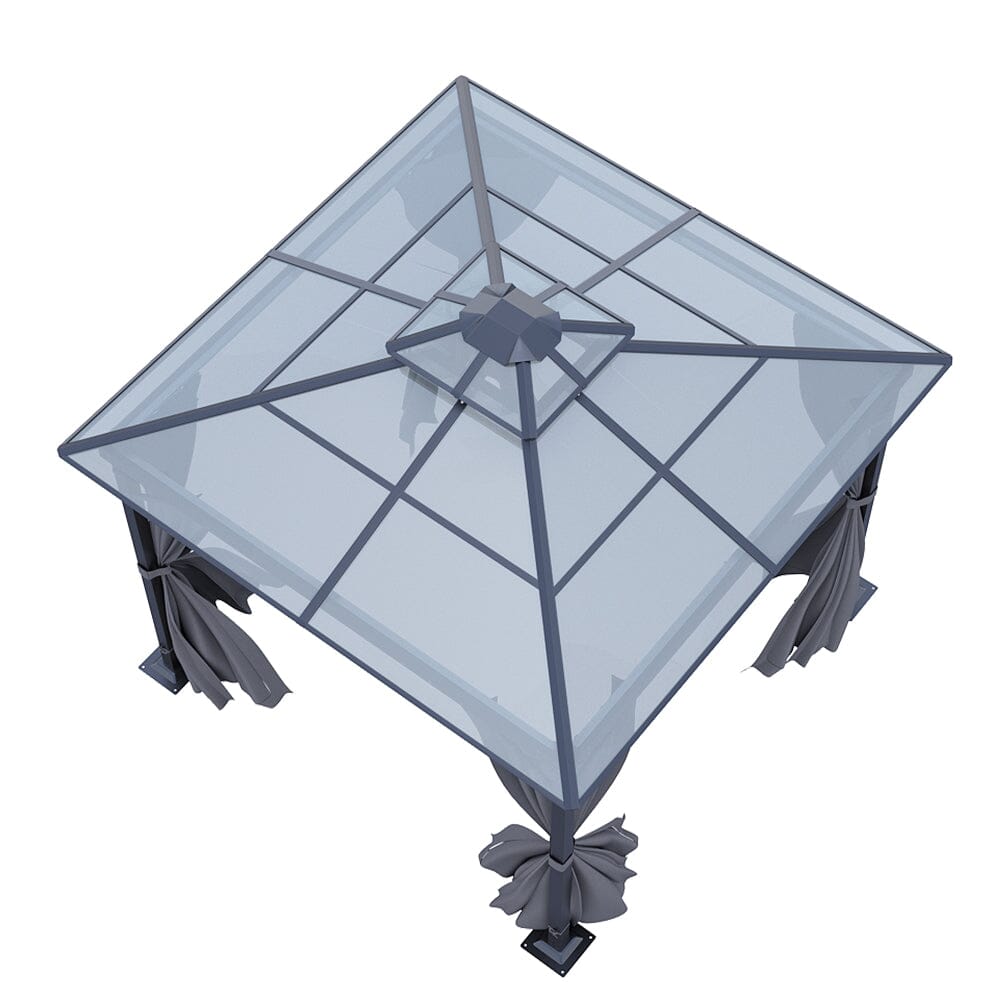 3*3*2.7m Half Iron Half Aluminium Double-top Sun Canopy with Surround Fabric Living and Home 