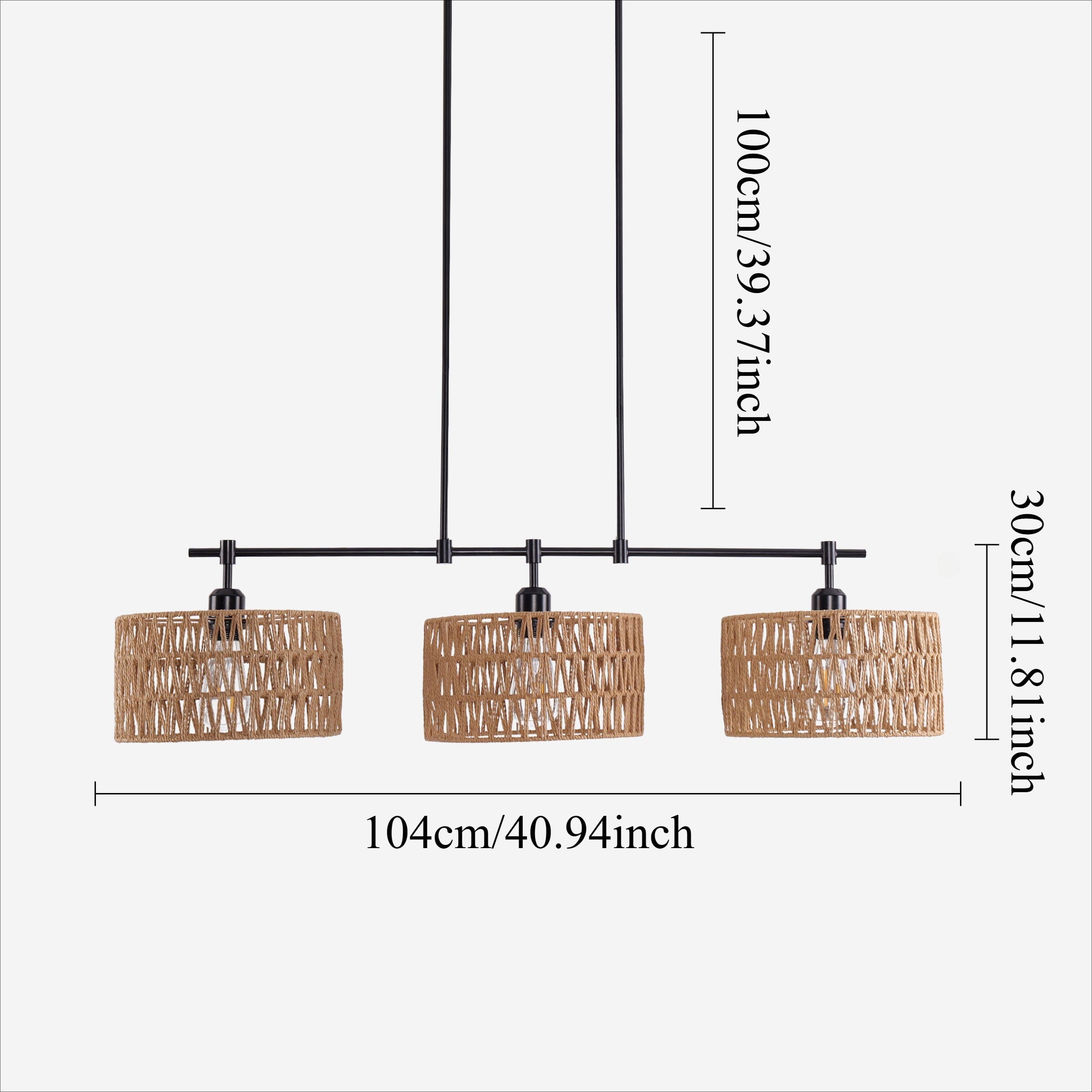 Lightsin Handcrafted Rustic Paper Rope Pendant Light with 3 Lampshades Lightsin UK 