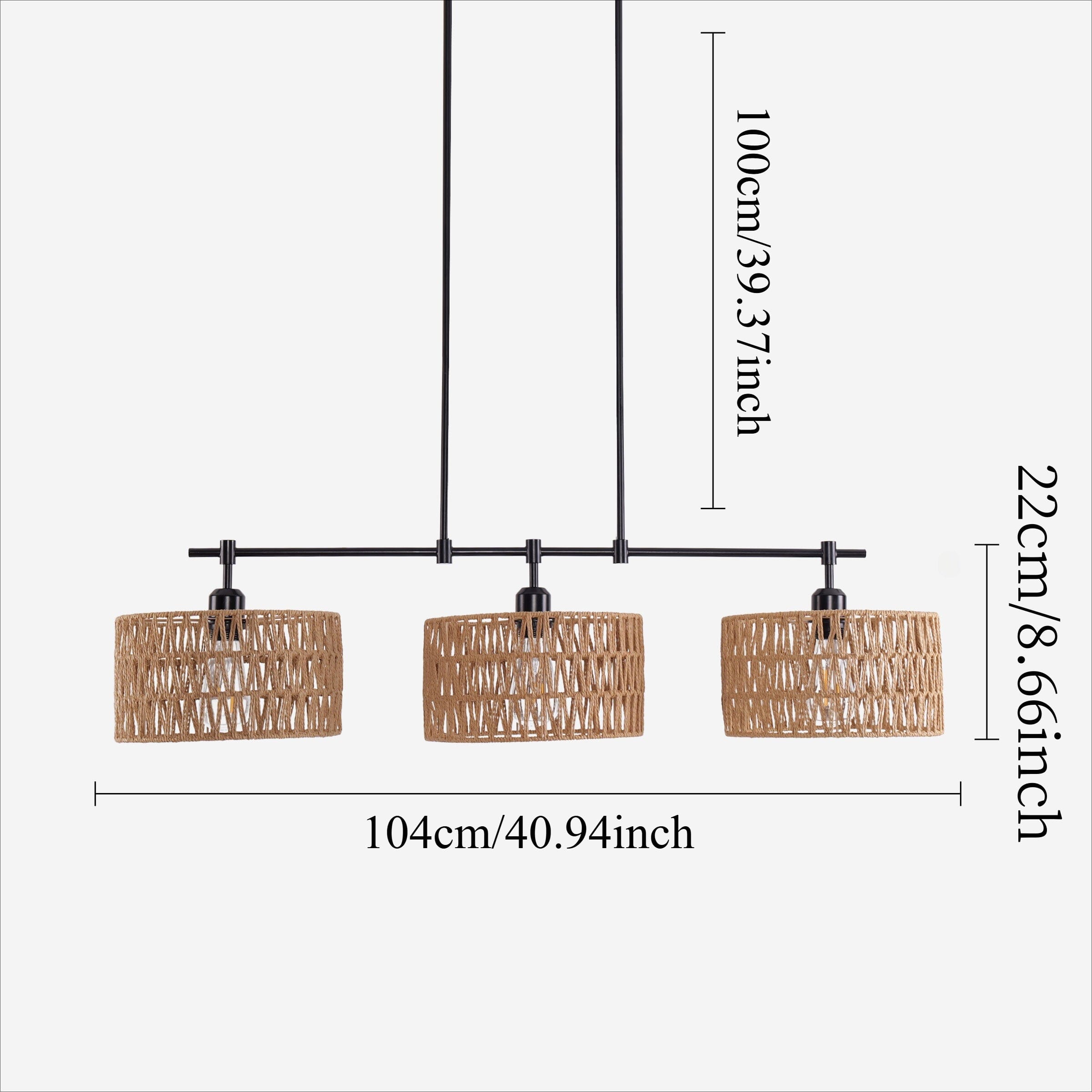 Lightsin 3-Shade Handwoven Pendant Light – Eco-Friendly Rustic Ceiling Lighting for Kitchen Islands & Dining Areas Lightsin UK 