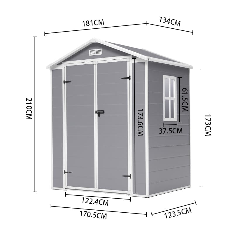 6x4ft Plastic Corrosion-Resistant Garden Storage Shed with Lockable Door Living and Home 