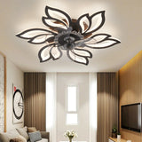65cm Dia. Modern Flower Shape Ceiling Fan with Light Ceiling Fans Living and Home Black 