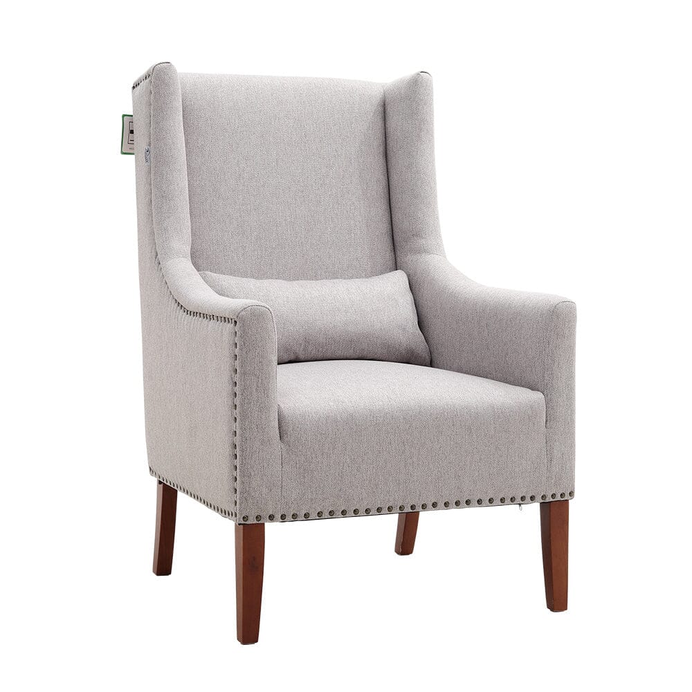 Livingandhome Burlap High Back Studded Armchair with Cushion, JM2134 Living and Home 
