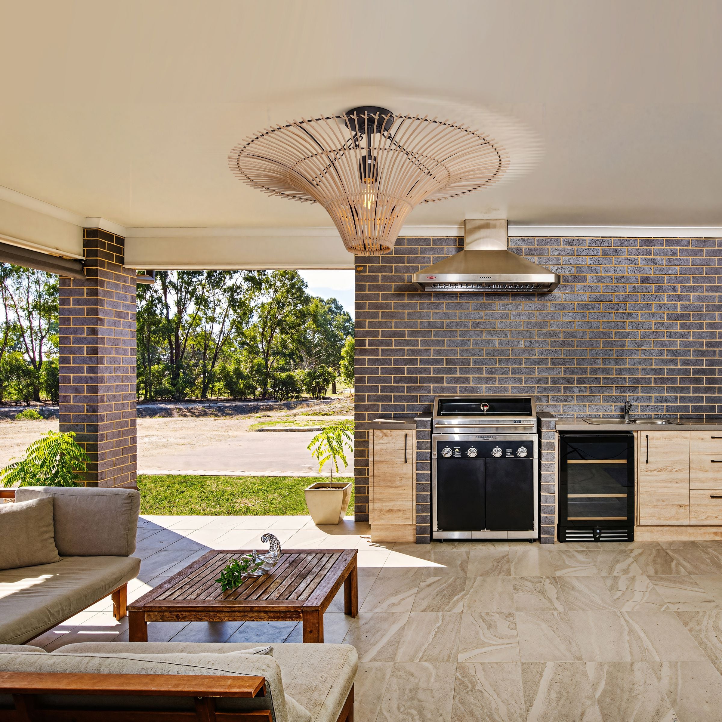 Lightsin Flying Saucer-Shaped LED Rattan Pendant Light Lightsin UK 120cm Dia×60cm H（Customized） 