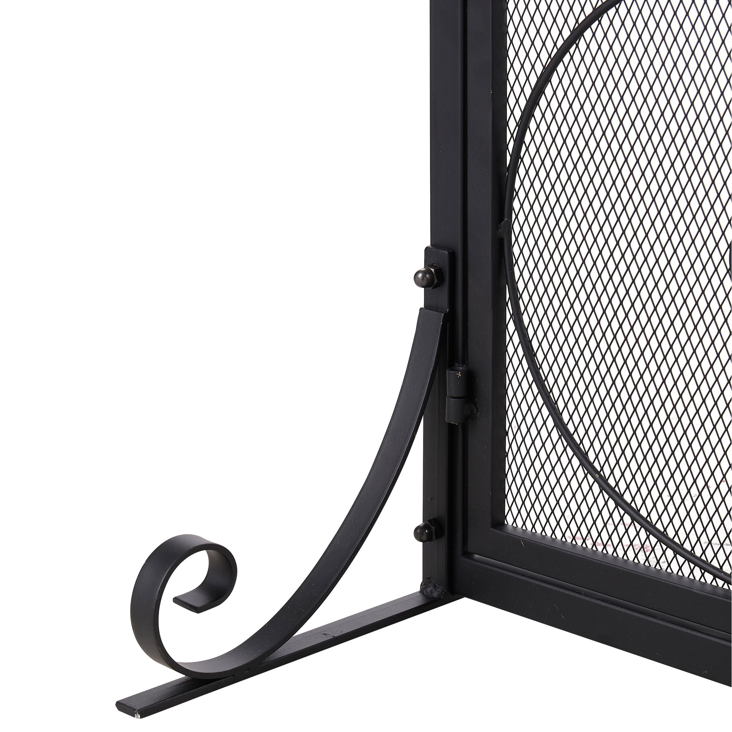 Smallbee Iron Fireplace Screen Black Powder-Coated – 89x25x71.5cm Smallbee UK 