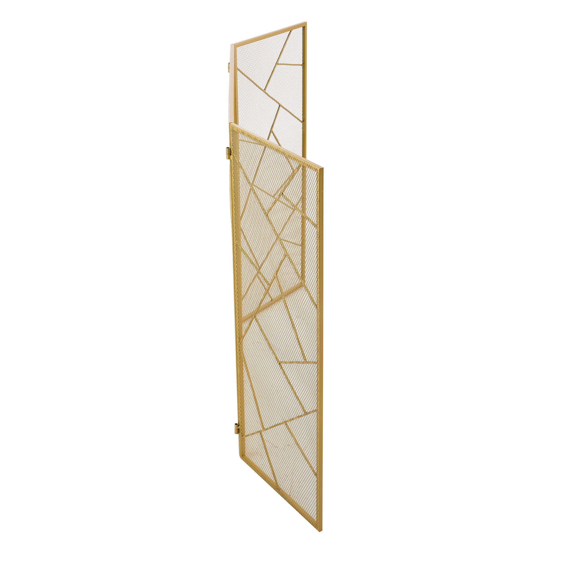 Smallbee Triple-Fold Iron Fireplace Screen Gold Frame – 132x1x80cm Smallbee UK 