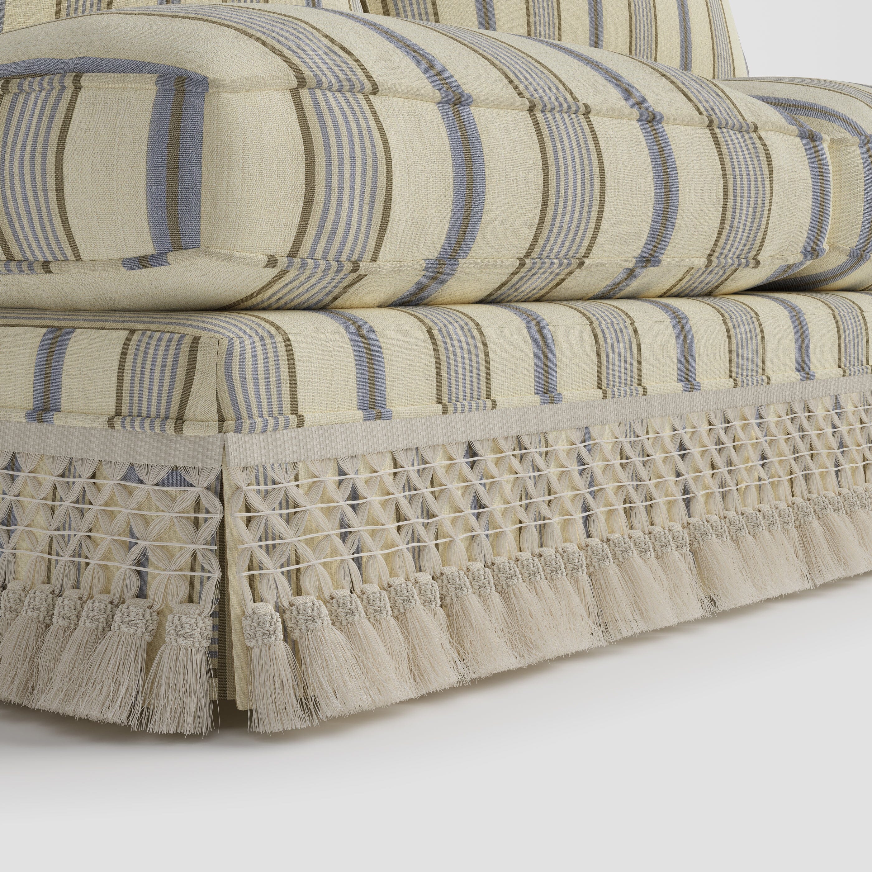Armless Sofa with Fringed Trim and Removable Covers Cottonfy UK 