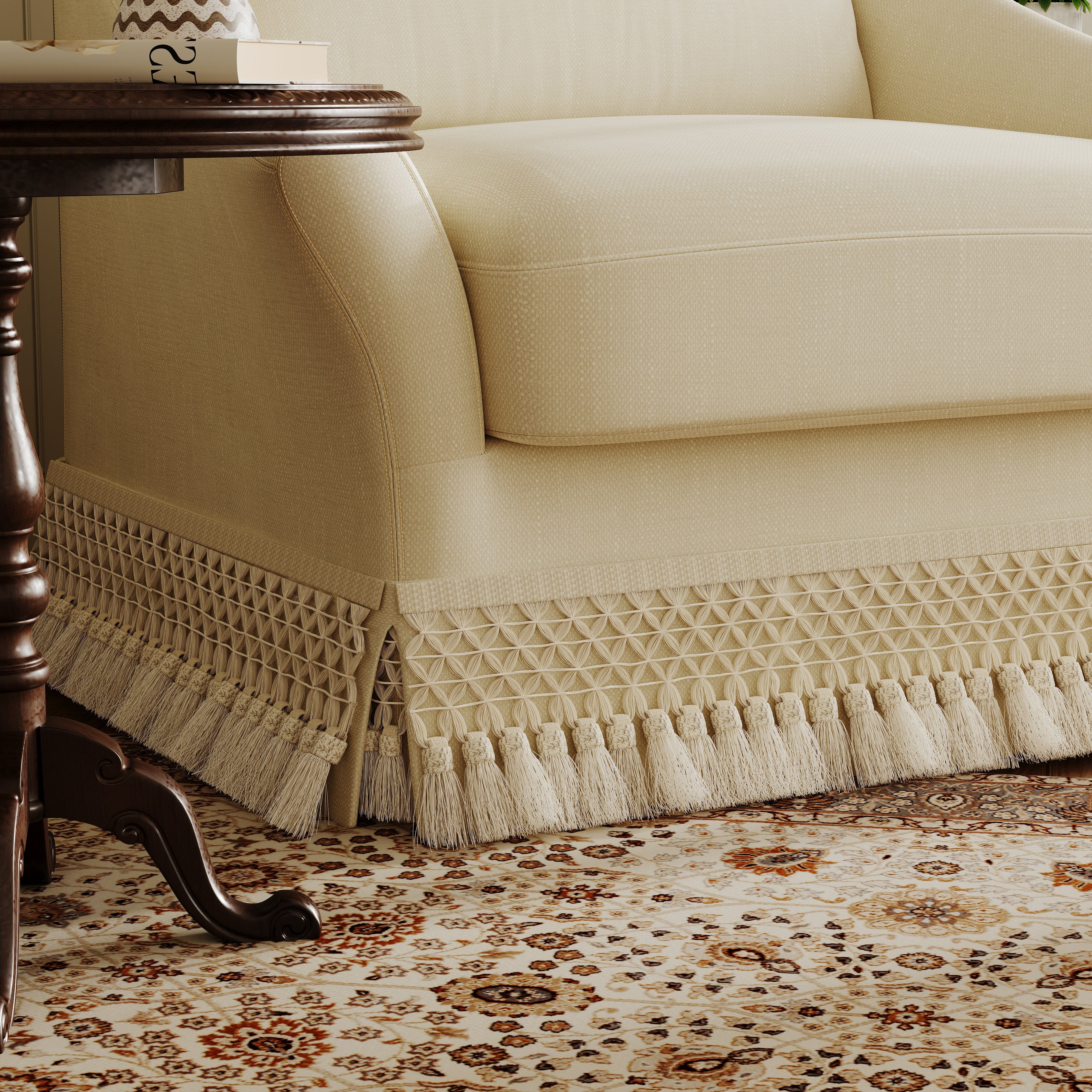 Cottonfy Slipcover Linen Armchair with Fringe Cottonfy UK 