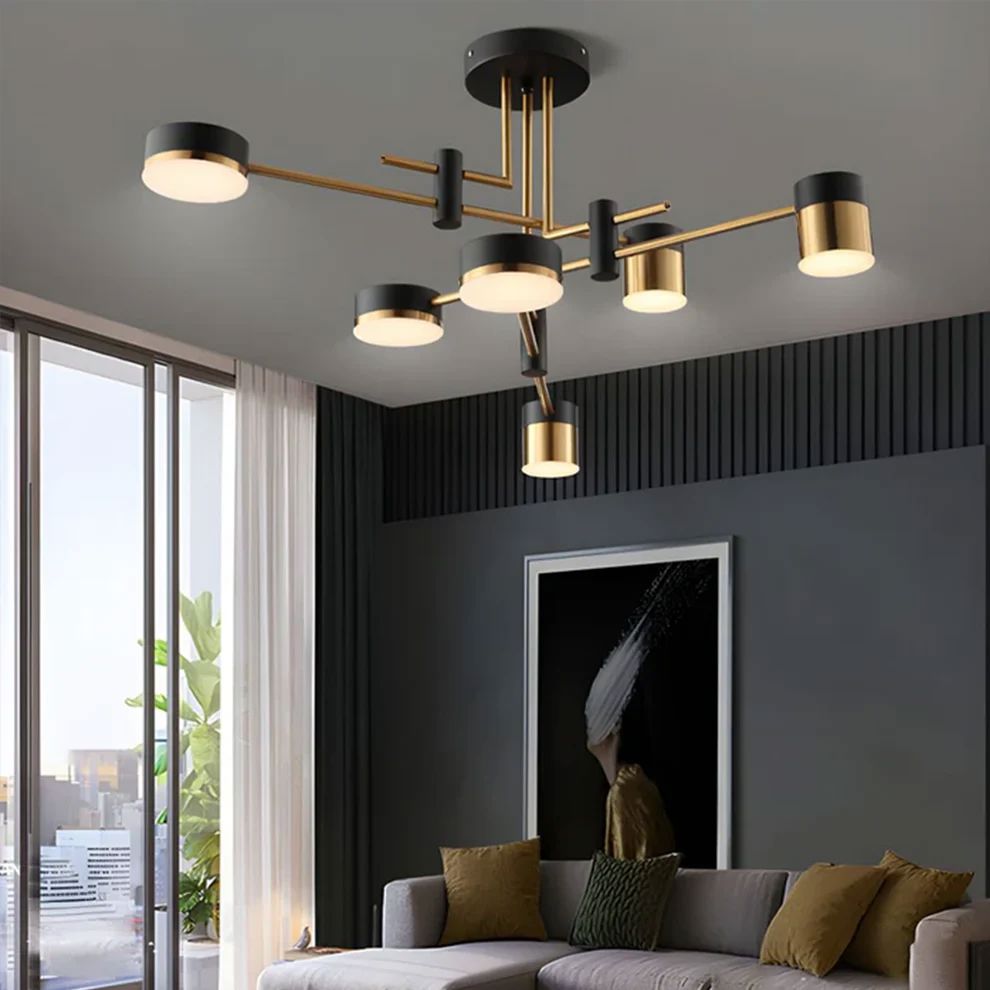 Lightsin Modern Black & Gold Metal Ceiling Light with LED Bulbs Lightsin UK Modern 6-Light 