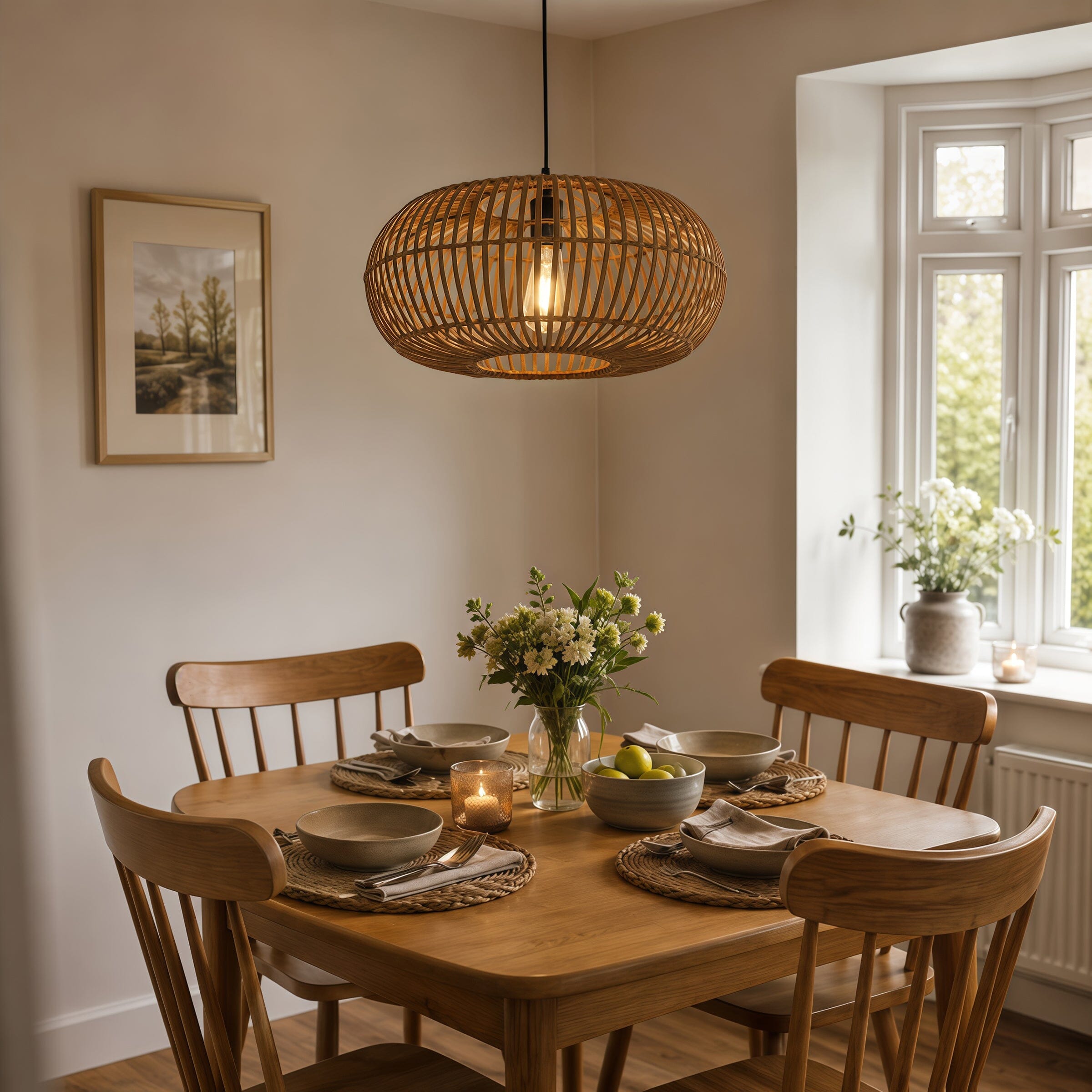 Lightsin Natural Bamboo Woven Round Pendant Light for Warm Interiors Lightsin UK 