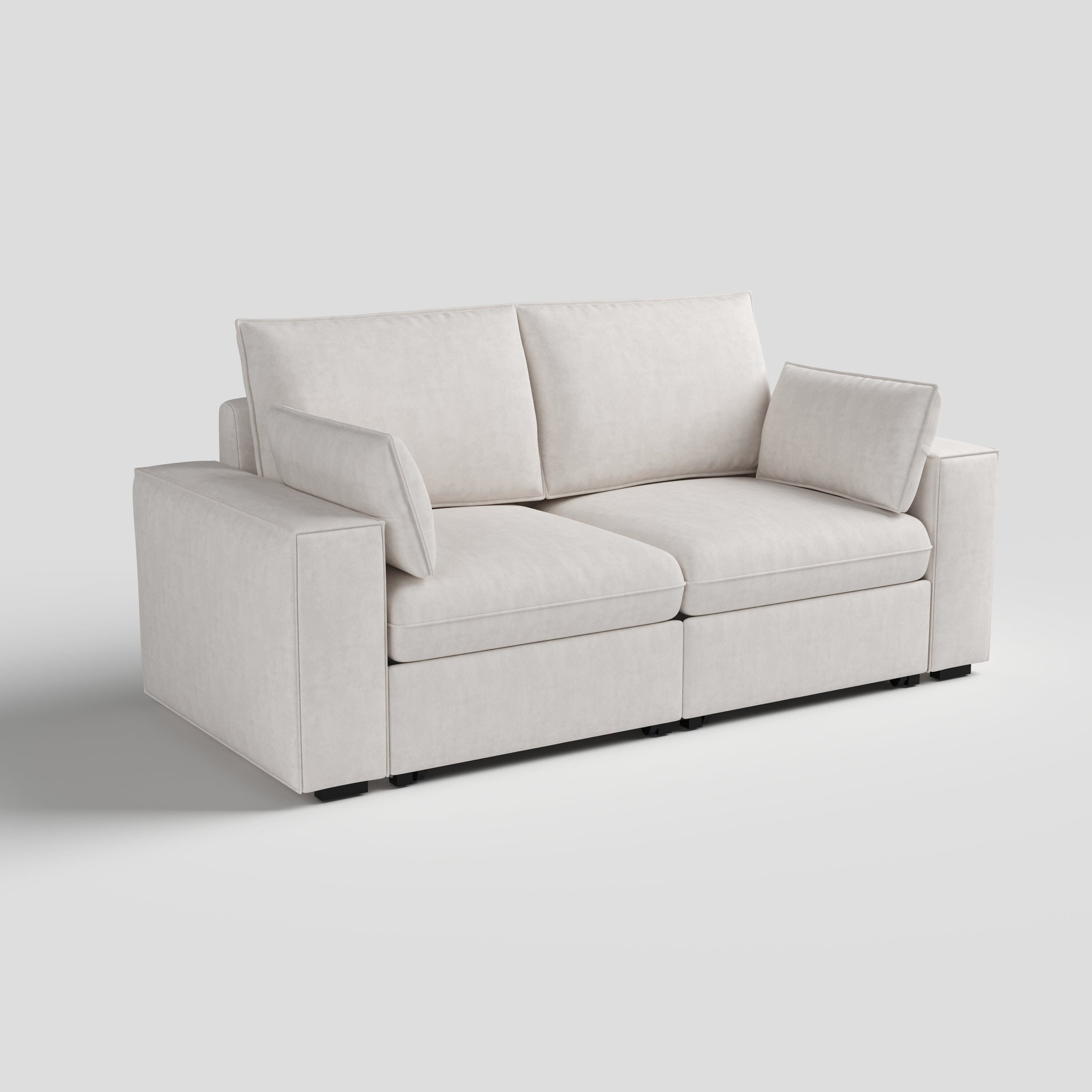 Cottonfy Creamy Tofu Block Pullout Sofa Bed with Storage Cottonfy UK 