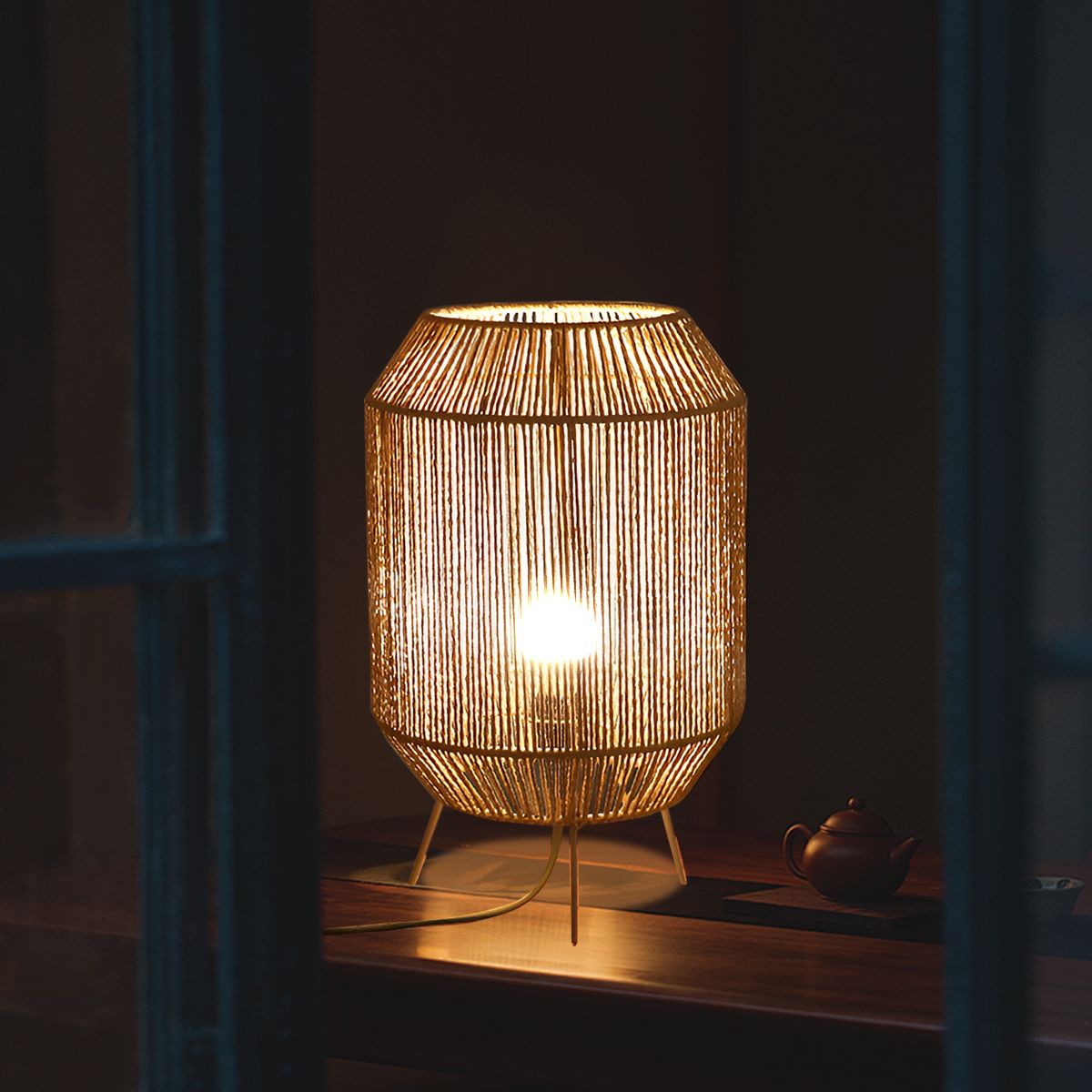 Lightsin Handcrafted Paper Rope Table Lamp Perfect for Living Rooms Lightsin UK 