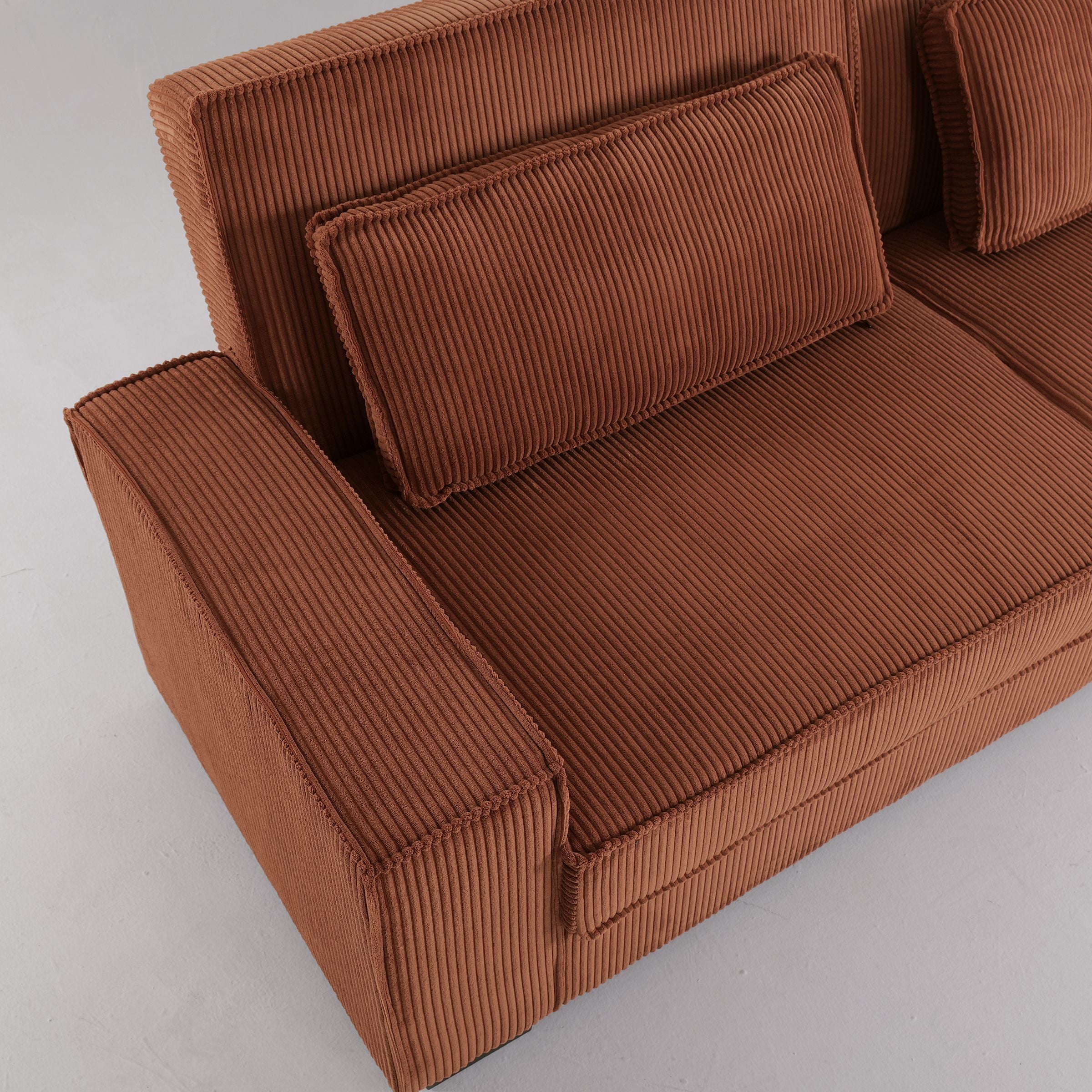 Caramel & Deep Blue Corduroy Sofa Bed with Adjustable Backrest and Spring Coil Support Living and Home 