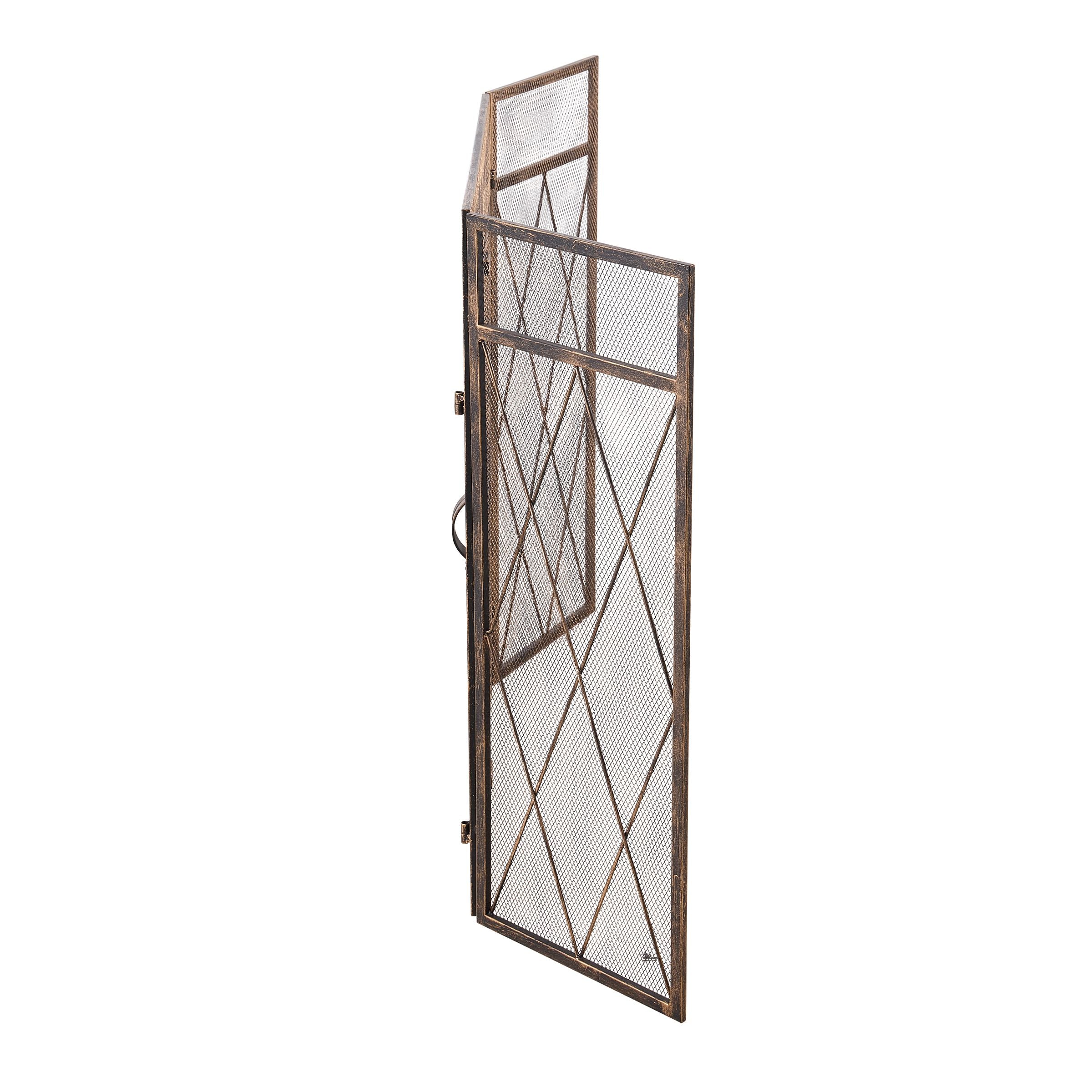Smallbee Triple-Fold Iron Fireplace Screen Antique Copper Powder-Coated – 127x13x81cm Smallbee UK 
