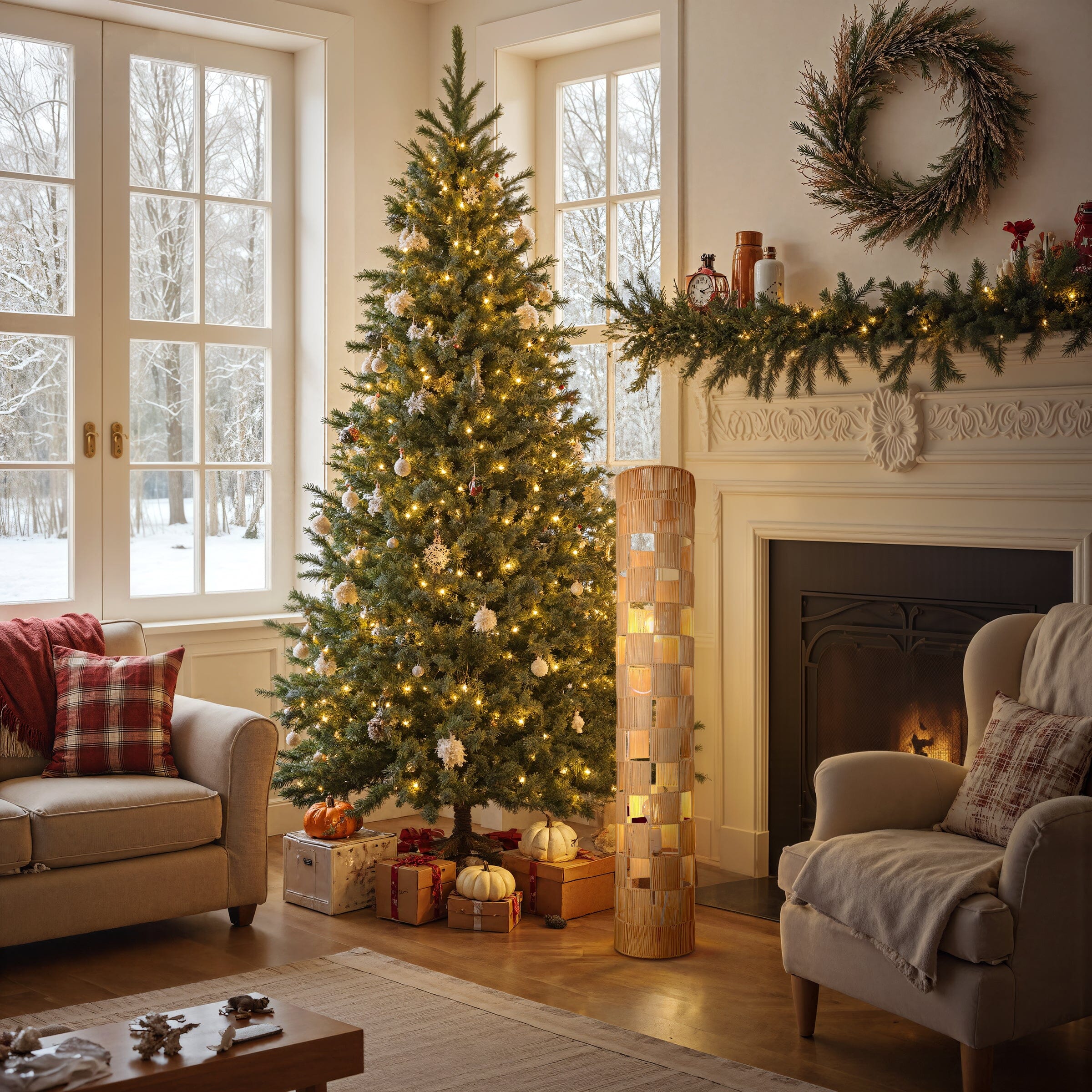 Lightsin Minimalist Square Hollow Rattan Floor Lamp Lightsin UK 