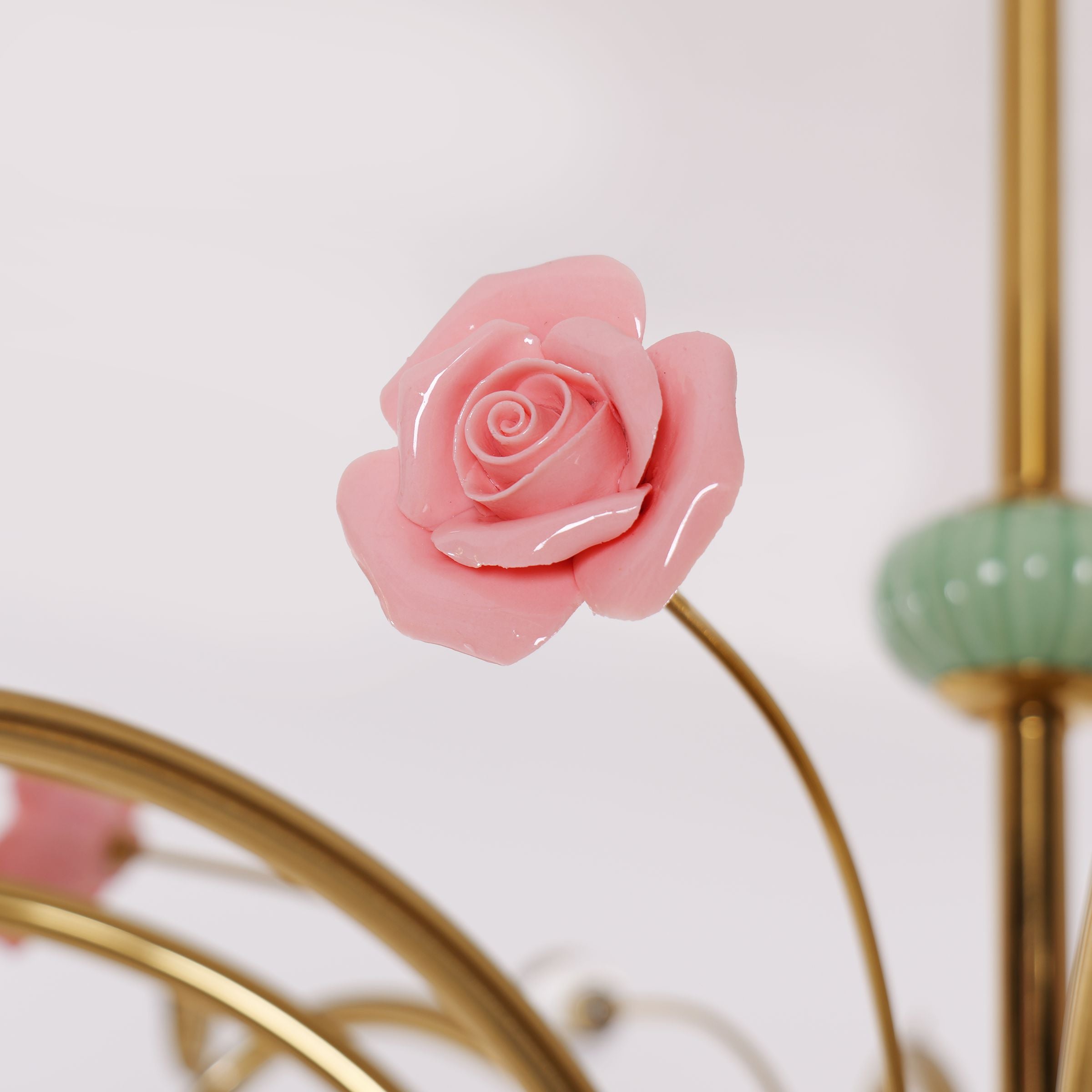 6-Light Gold Vintage Pink Floral Glass Chandelier | E27 Ceiling Lamp Pendant Light Lightsin UK 