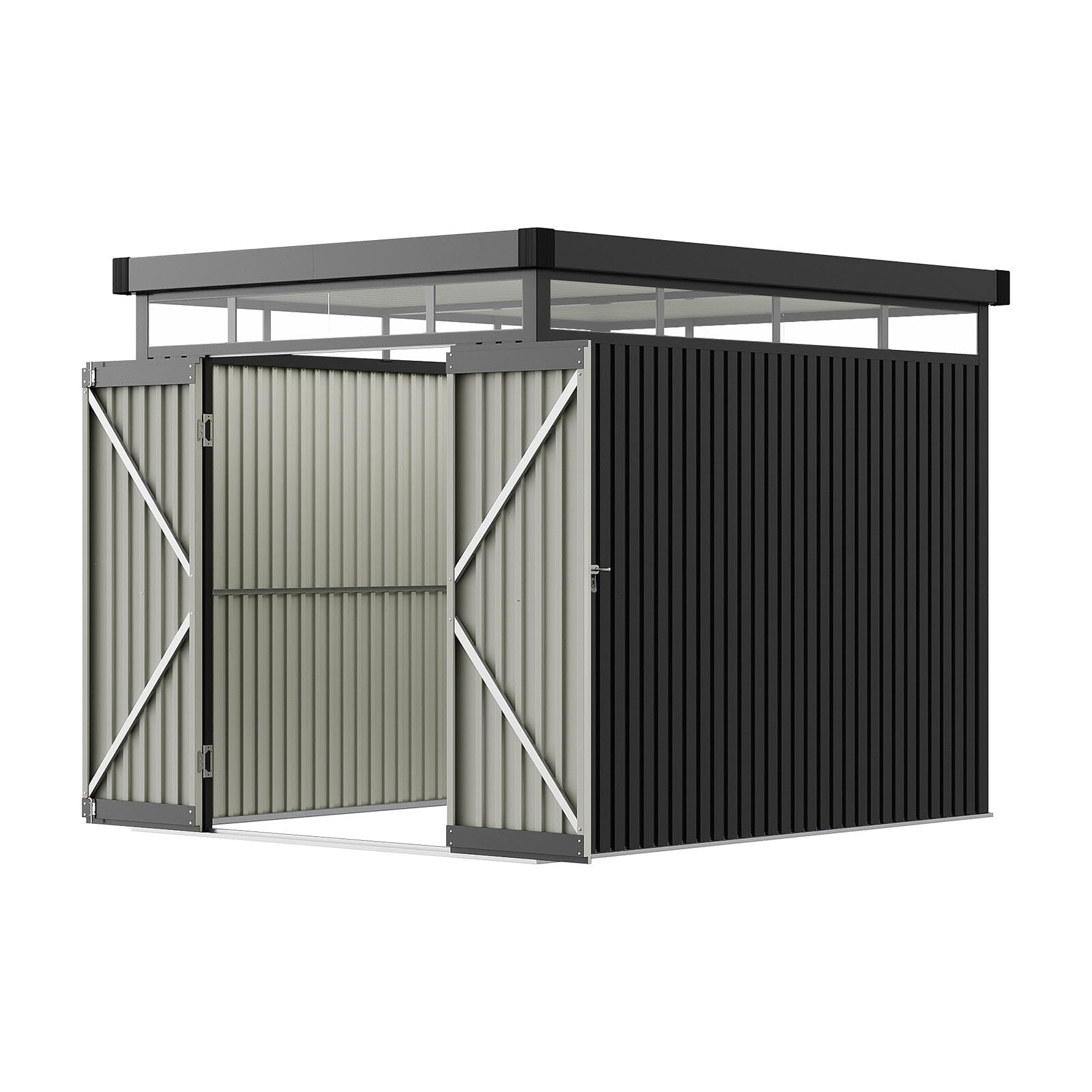 2x2.6x2m/1.6x2.6x2m/2.6x3x2m/4x3x2m Charcoal Black Galvanized Steel Storage Shed with Double/Single Lockable Doors Living and Home 