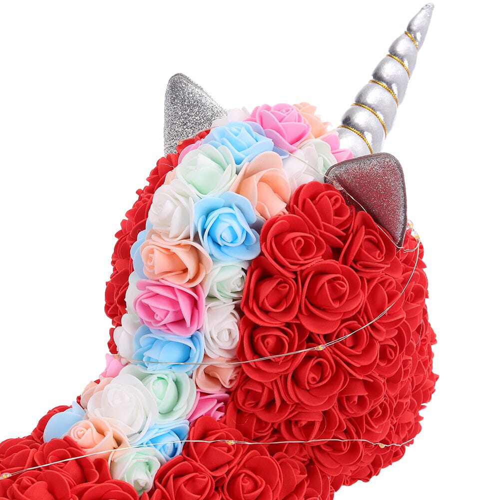 Simulation Foam Forever Rose Red Unicorn Gift Box with Warm Light Strip Living and Home 