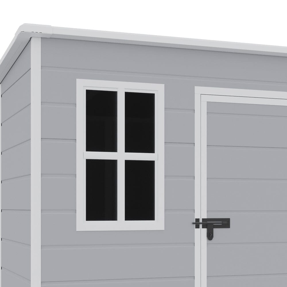 8x4/6x6ft PP Outdoor Apex/Flat Roof Garden Storage Shed with Window and Vent Living and Home 