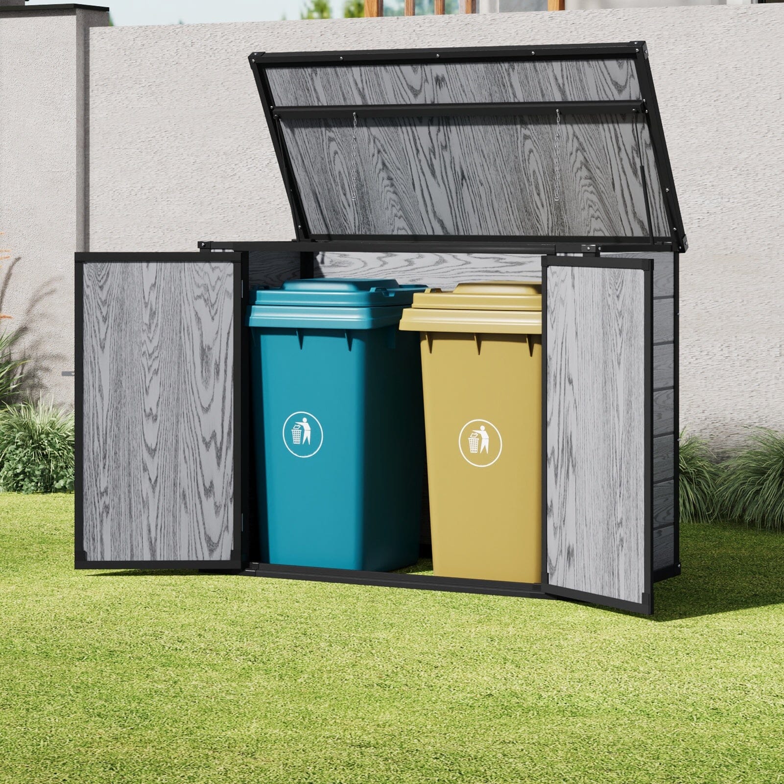 4x2ft Plastic Waterproof Grey Garden Tool Bicycle Storage Shed Living and Home 