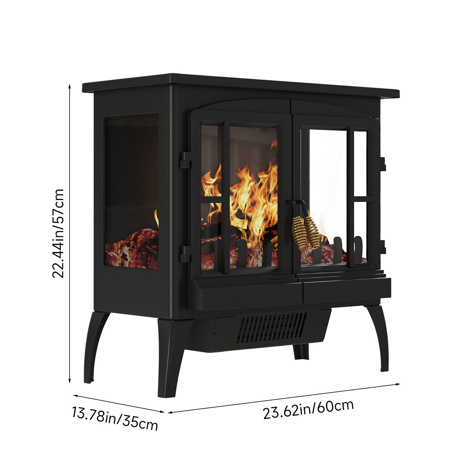 Black Freestanding Electric Fireplace Heater with Adjustable Flame Brightness Living and Home 