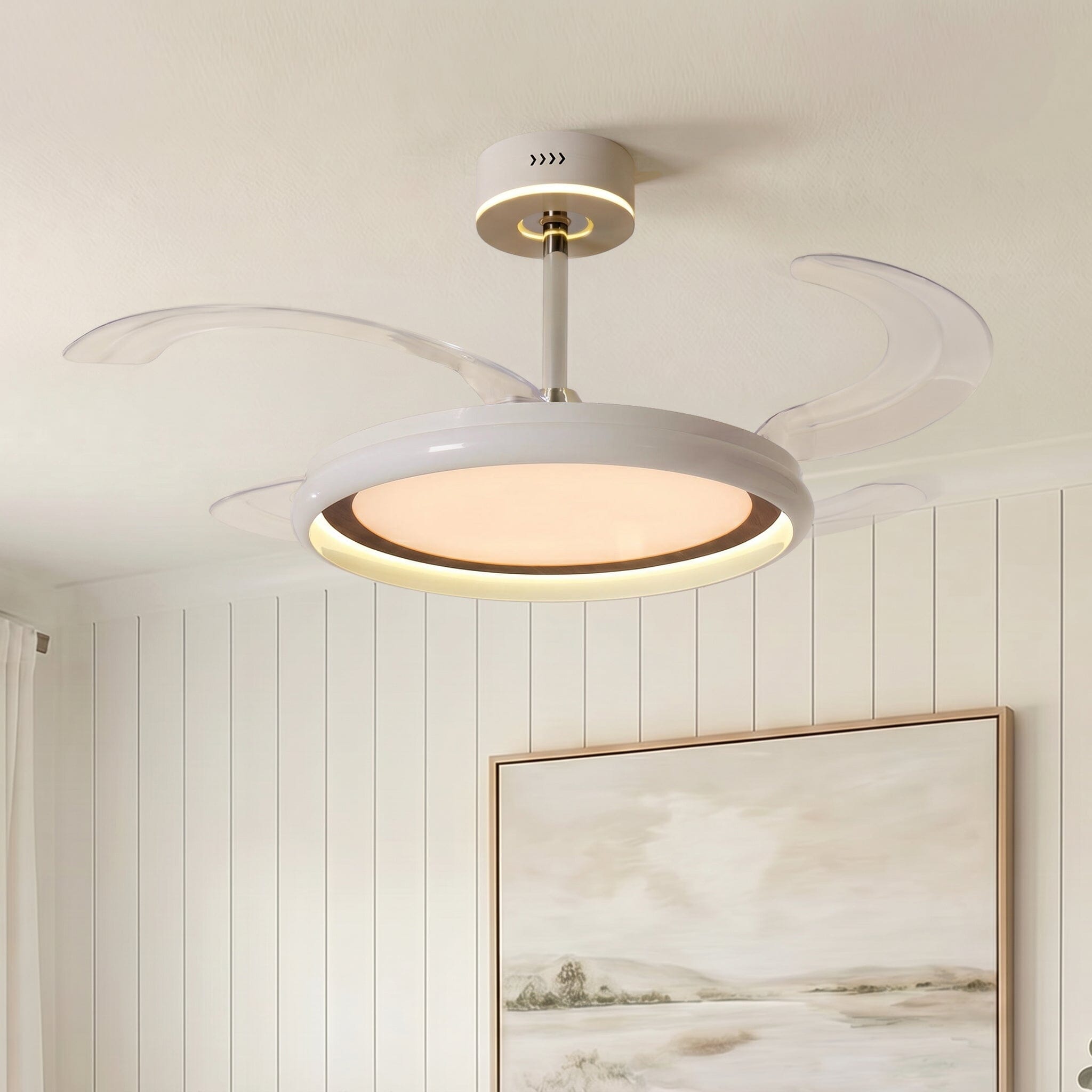 White 48 Inch Reversible LED Ceiling Fan Light with Remote Lightsin UK 