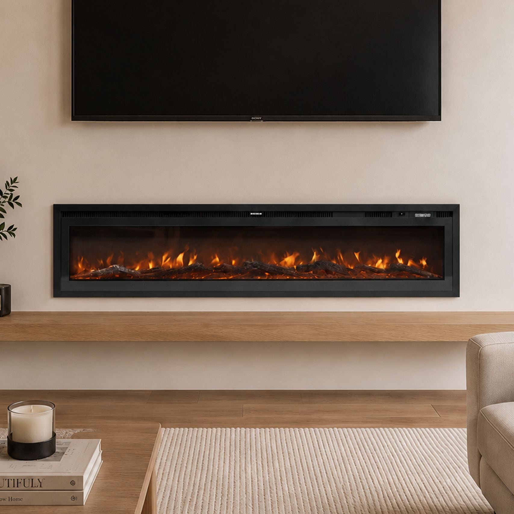40/50/60/70/80 Inch Electric Fireplace 12 Colour LED Flame Effect Heater with Remote Control Freestanding Fireplaces Living and Home 