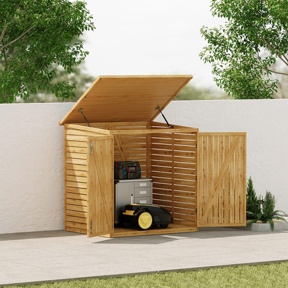 Wooden Bicycle Shed with Asphalt Roof and Steel Locking Door Living and Home 