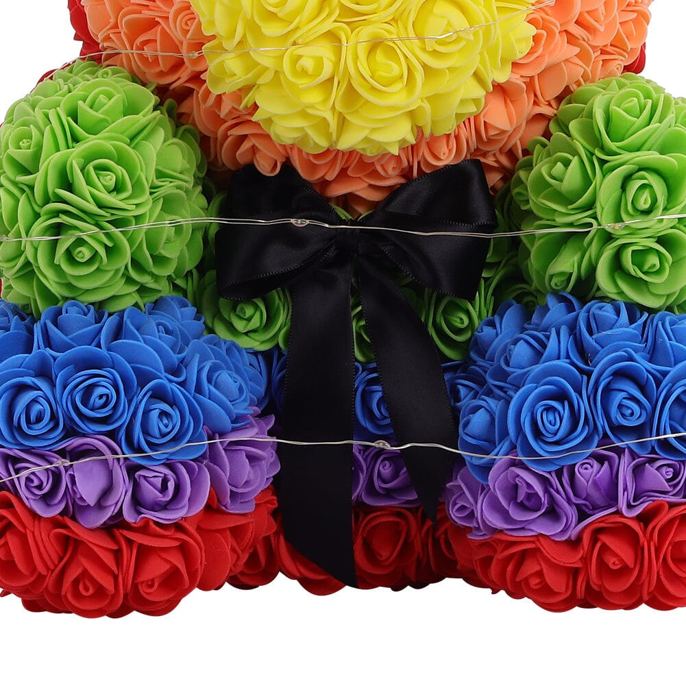 Simulation Foam Forever Rose Colorful Teddy Bear Gift Box with Warm Light Strip Living and Home 