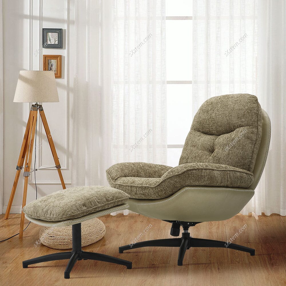 Chenille Lounge Chair with Footstool Living and Home 