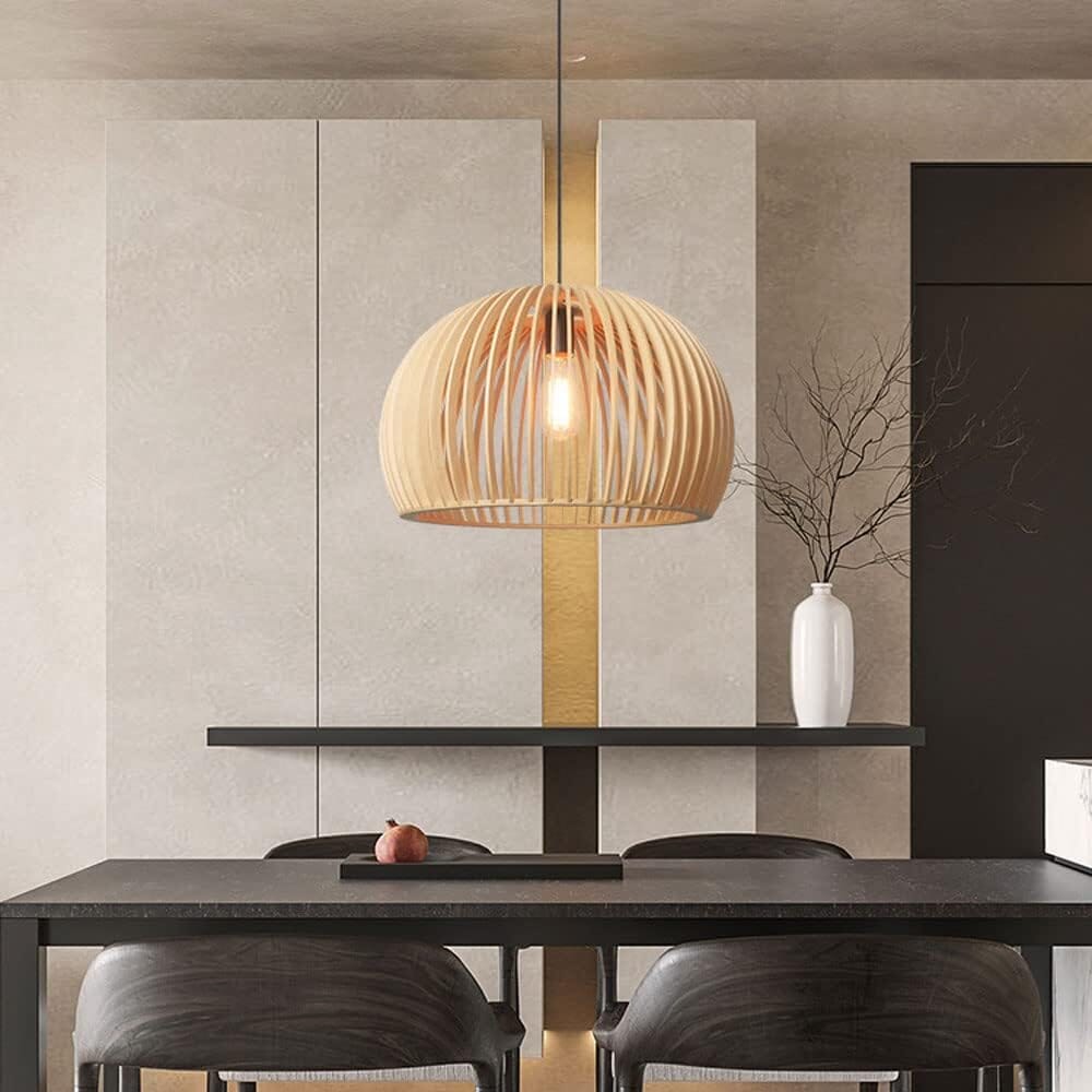 Lightsin Wooden Ceiling Pendant Light Modern Rustic Hanging Lamp for Living Room Kitchen Lightsin UK L 