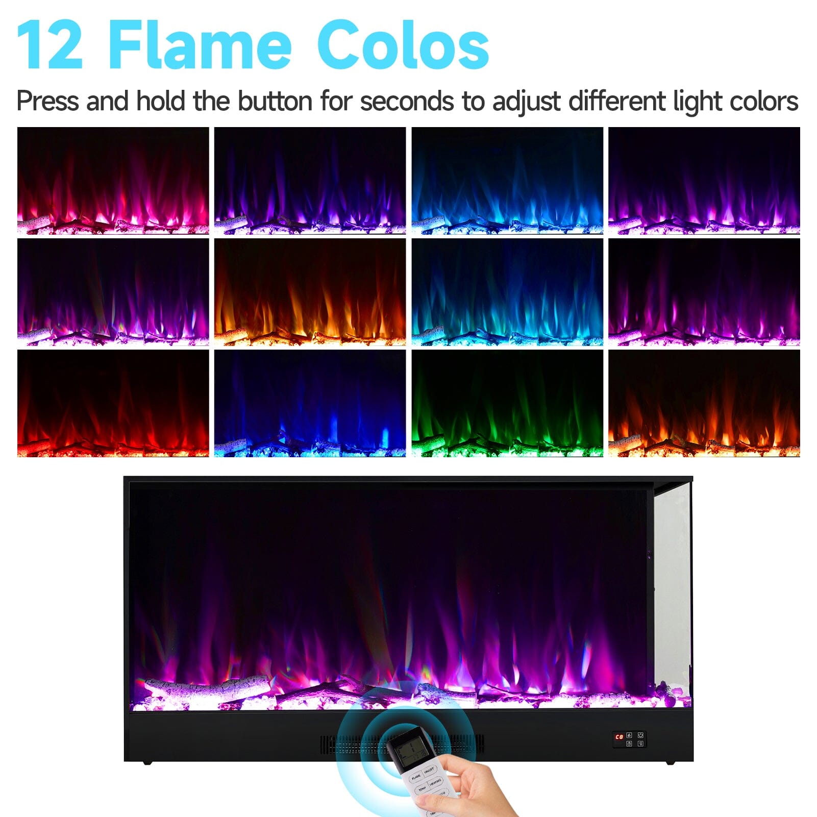 46/60inch L-Shaped Electric Fireplace – WiFi Control, LED Display, Resin Logs & Crystal Stones with Heating Living and Home 