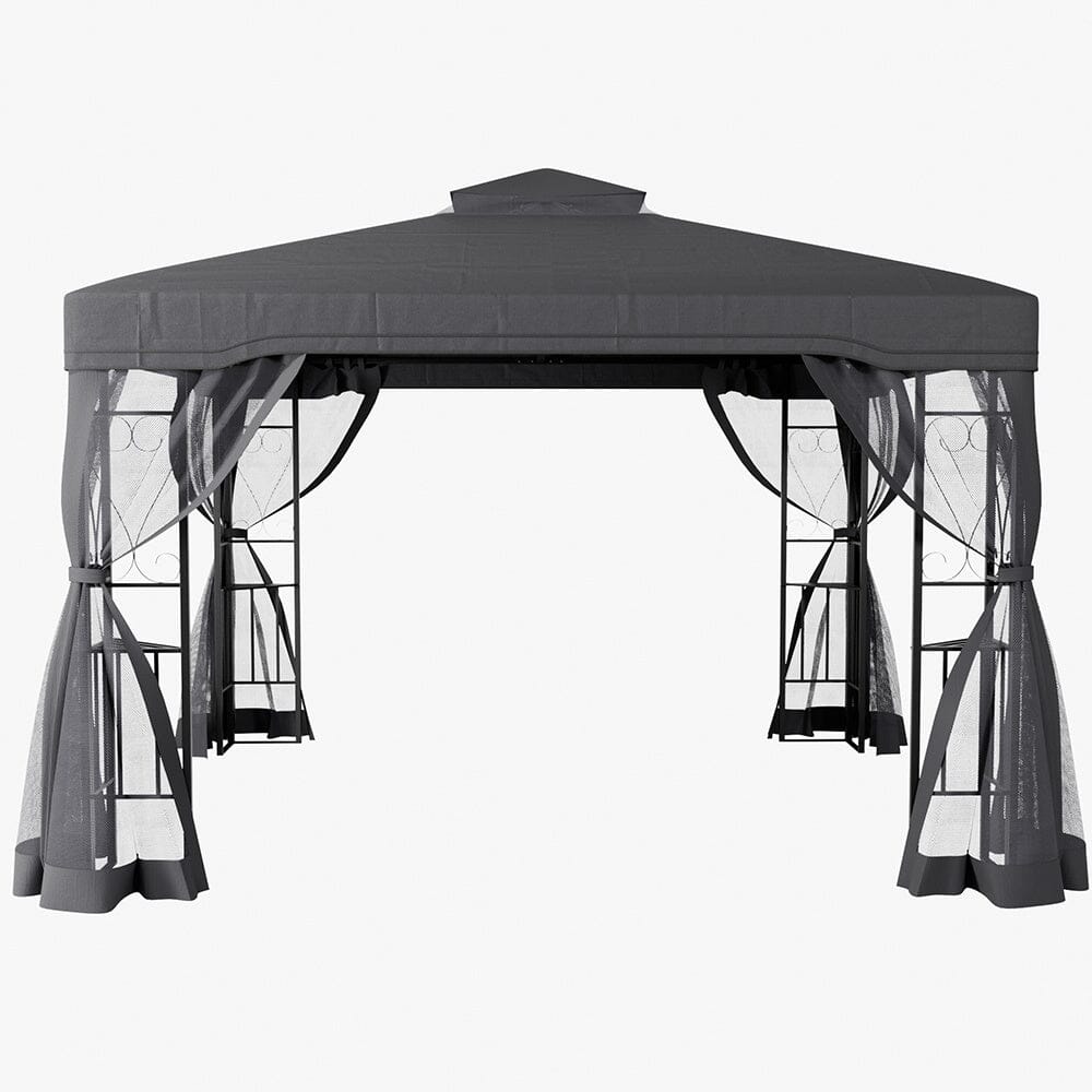 6x3M Premium Iron Pergola with Retractable Canopy and Mesh Screens Living and Home 