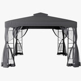 6x3M Premium Iron Pergola with Retractable Canopy and Mesh Screens Living and Home 