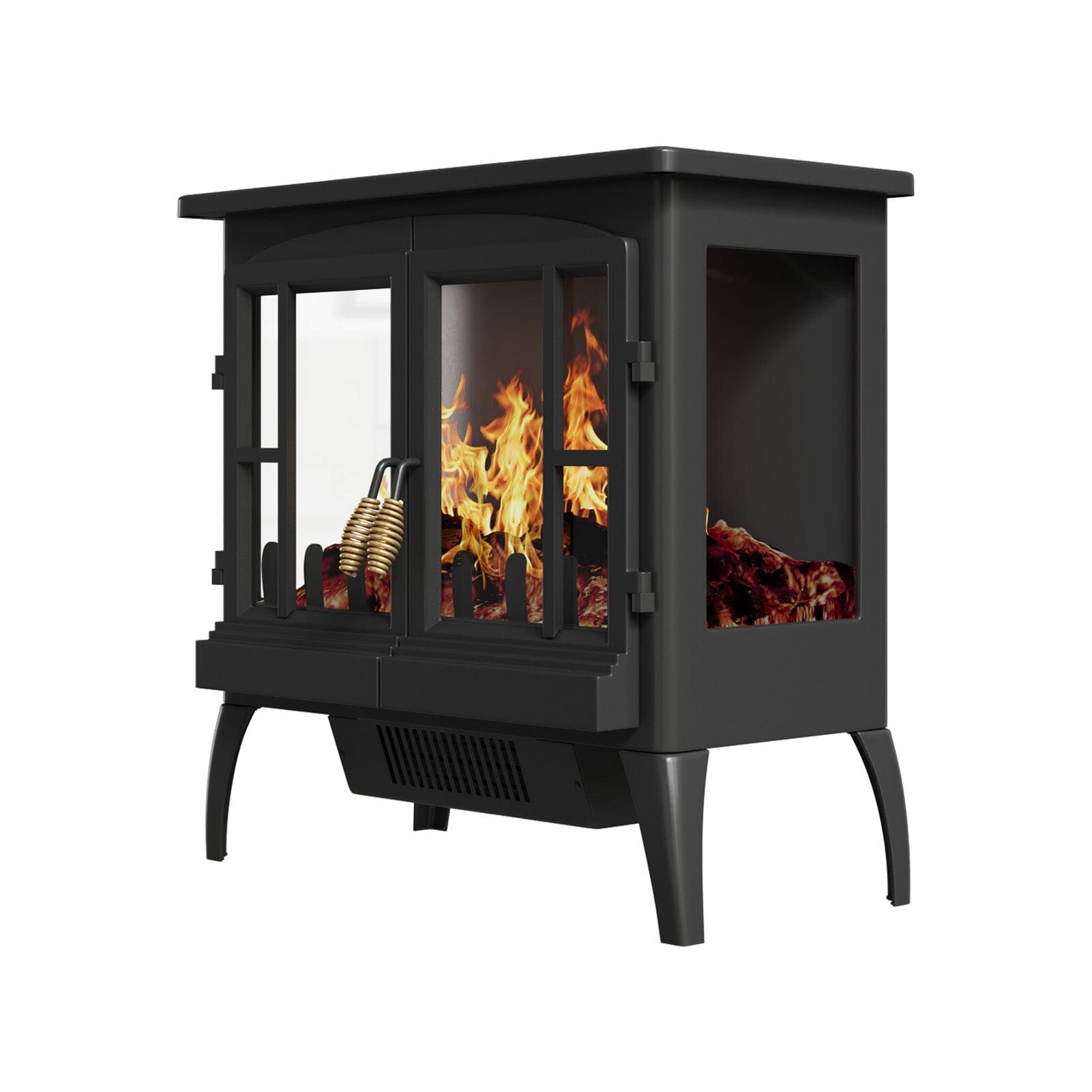 Black Freestanding Electric Fireplace Heater with Adjustable Flame Brightness Living and Home 