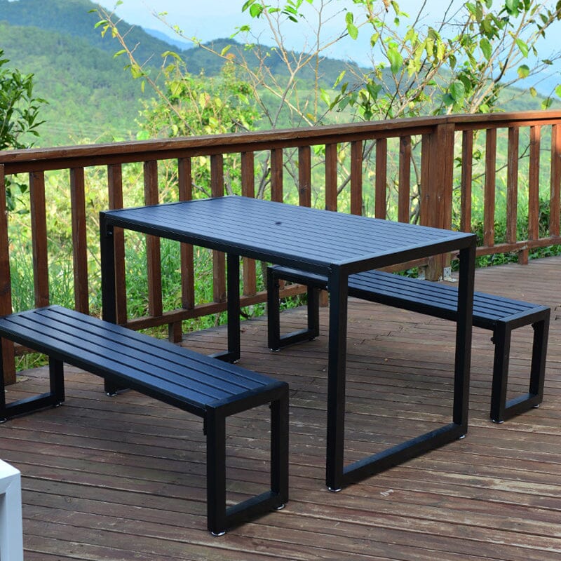 6 - Person 150cm Long Iron Outdoor Dining Set Garden Table and Bench Garden Dining Sets Living and Home 
