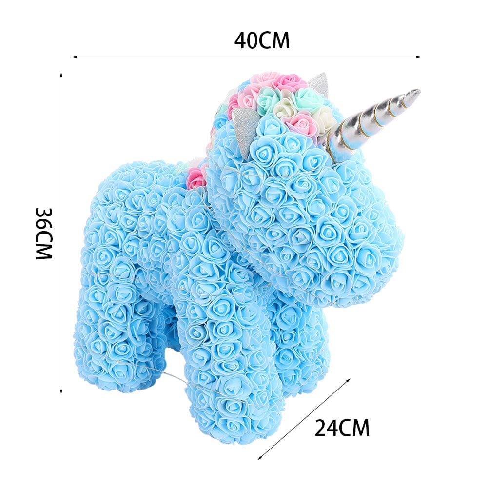Simulation Foam Forever Rose Blue Unicorn Gift Box with Warm Light Strip Living and Home 