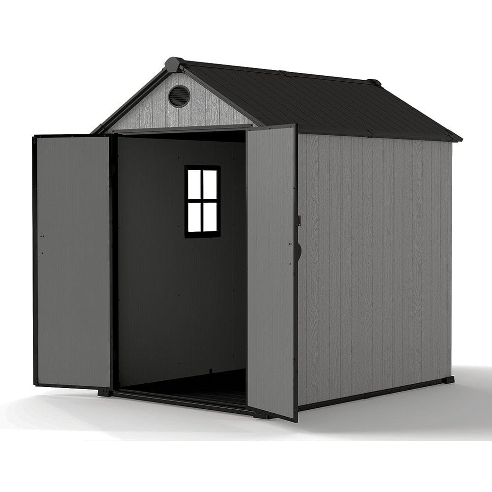 6'x8'ft/8'x8'ft/8'x12'ft/8'x16'ft Gray Wood Grain Plastic Tool Shed Living and Home 