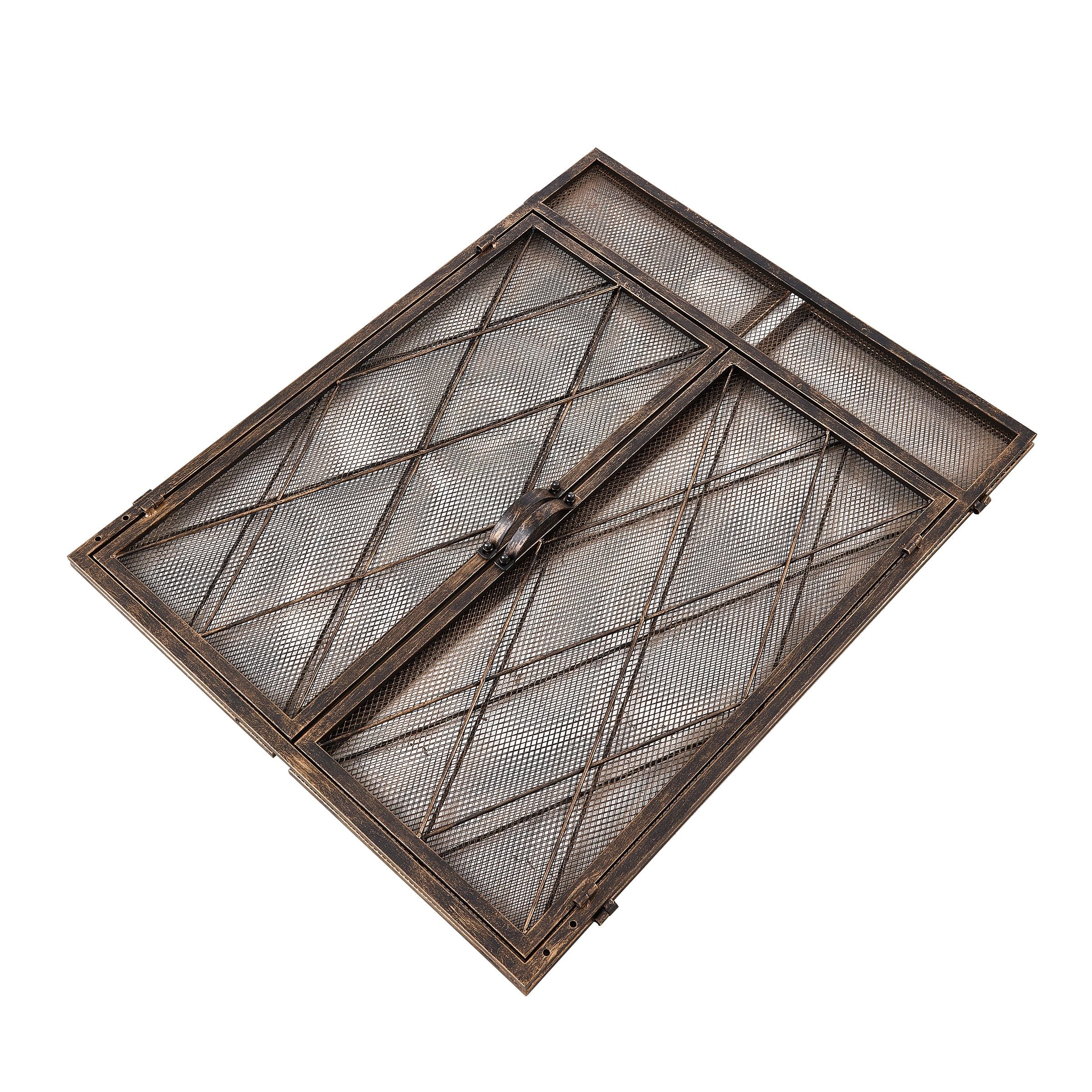 Smallbee Triple-Fold Iron Fireplace Screen Antique Copper Powder-Coated – 127x13x81cm Smallbee UK 