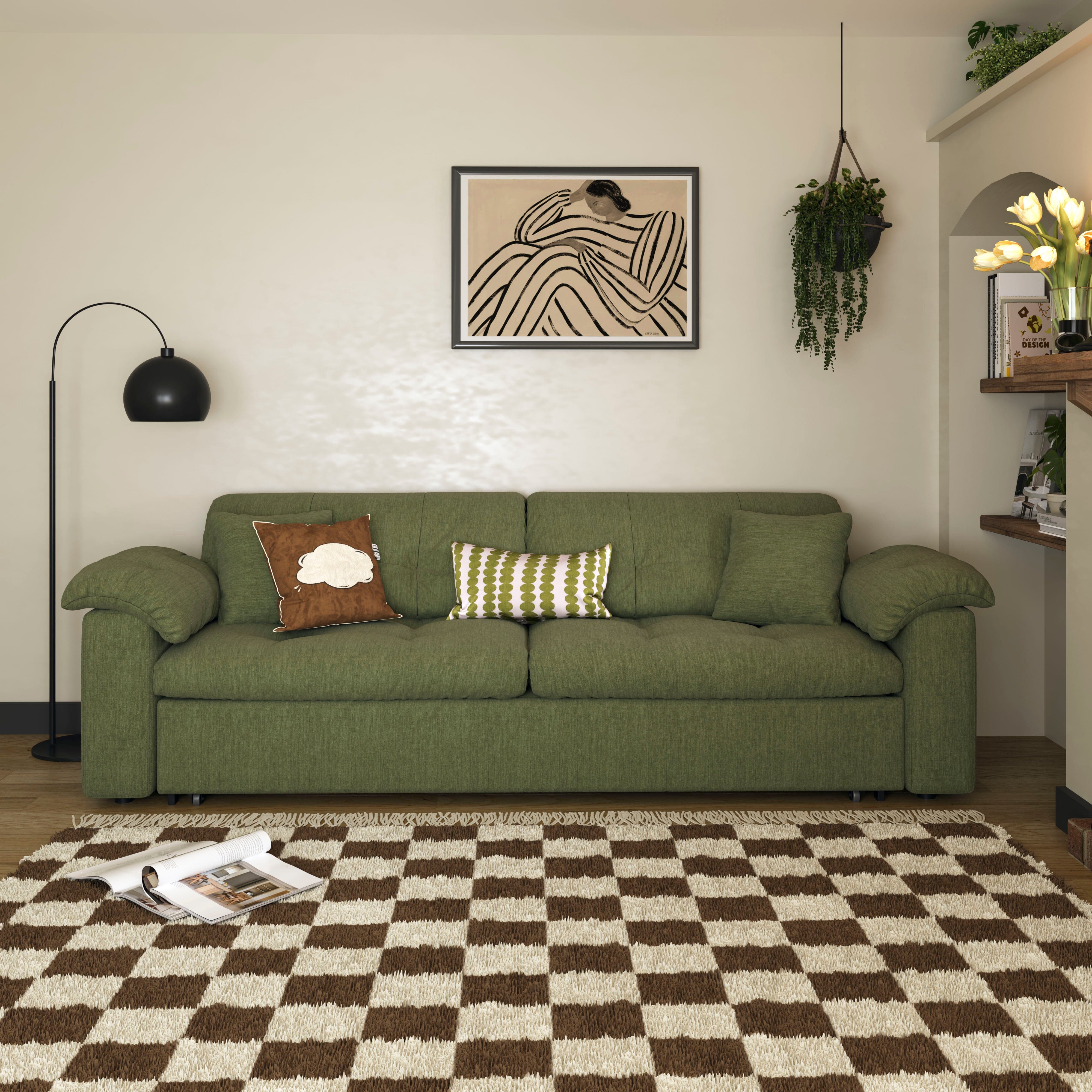 Cottonfy Multifunctional Sleeper Pull Out 2 Seater Sofa Bed with Storage Space Cottonfy UK 