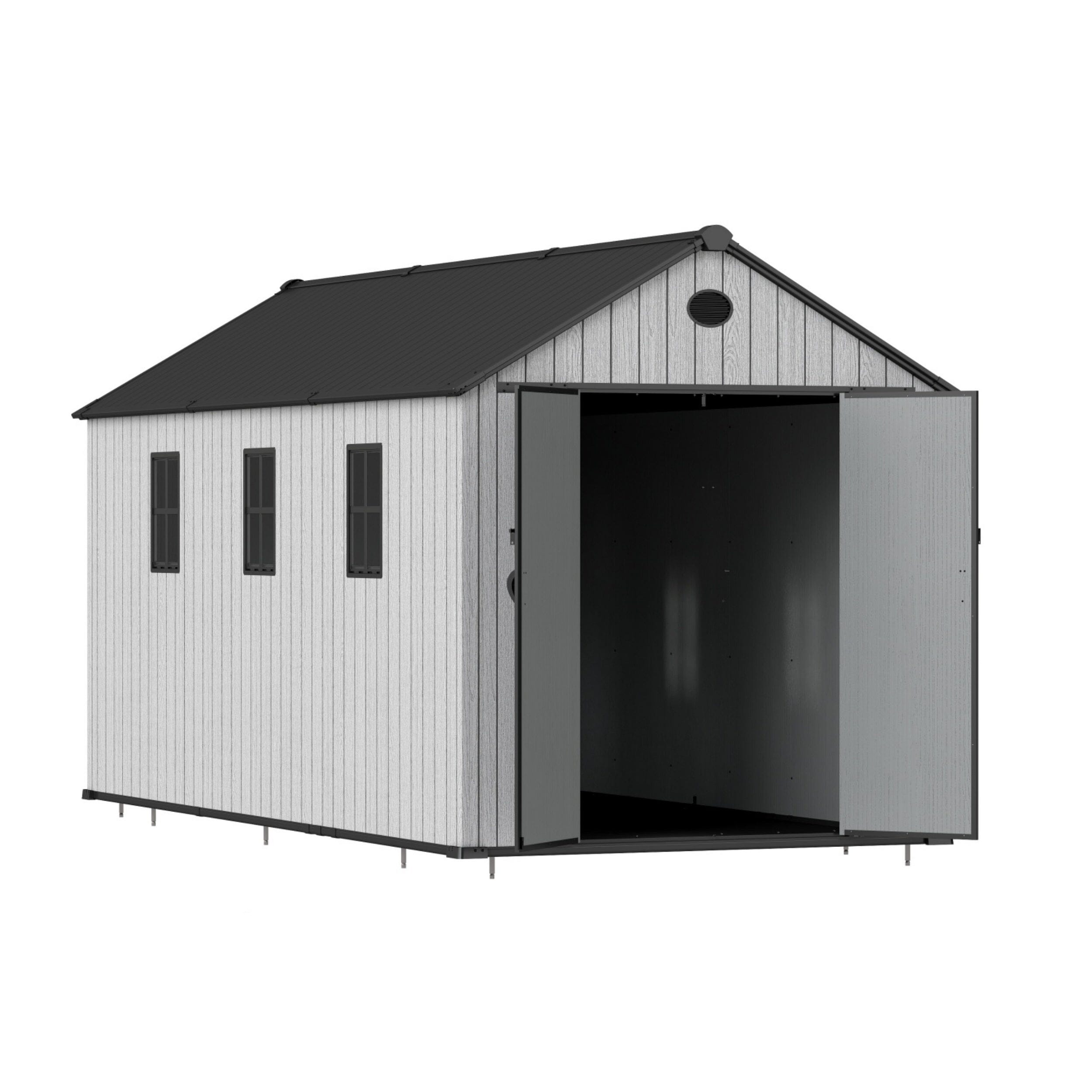 6'x8'ft/8'x8'ft/8'x12'ft/8'x16'ft Gray Wood Grain Plastic Tool Shed Living and Home 