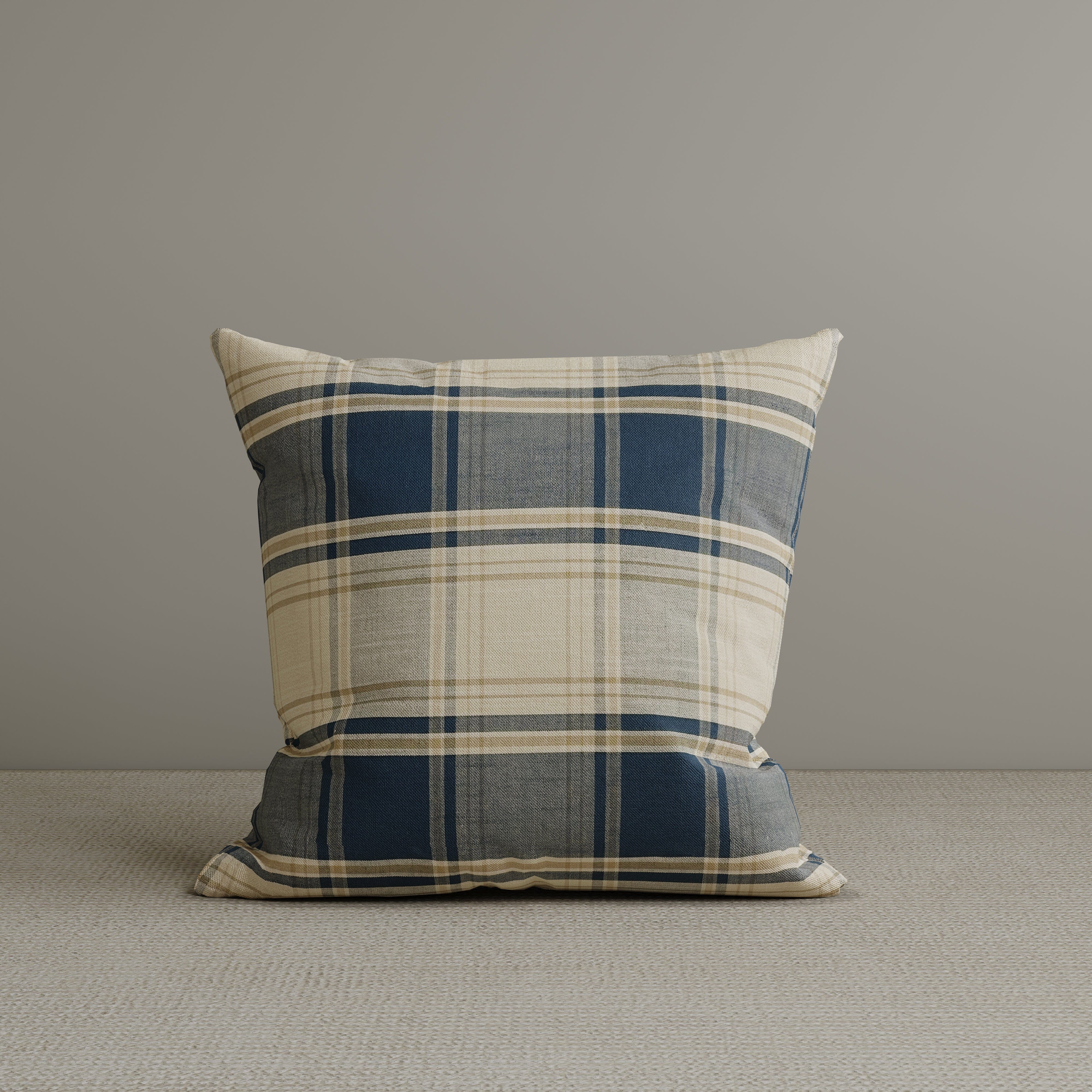Cottonfy Square Exclusive Design Cushion in Dark Blue Checkered Cotton Linen, 45*45CM Living and Home 1 PC 