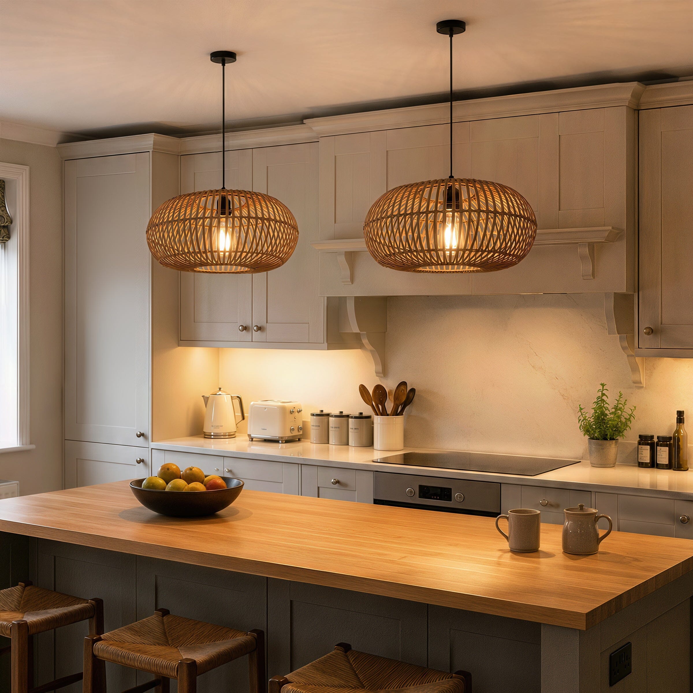 Lightsin Natural Bamboo Woven Round Pendant Light for Warm Interiors Lightsin UK 