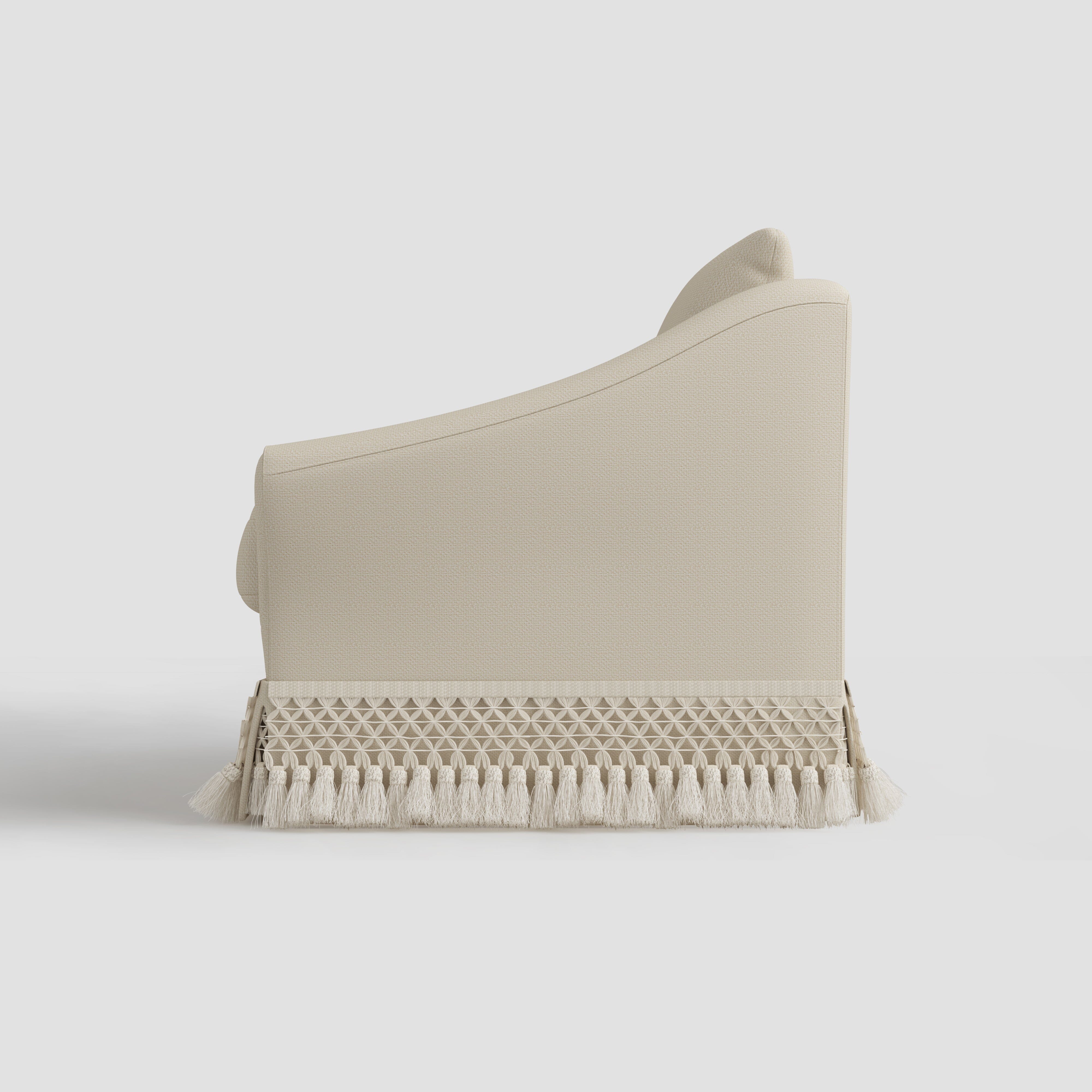 Cottonfy Slipcover Linen Armchair with Fringe Cottonfy UK 