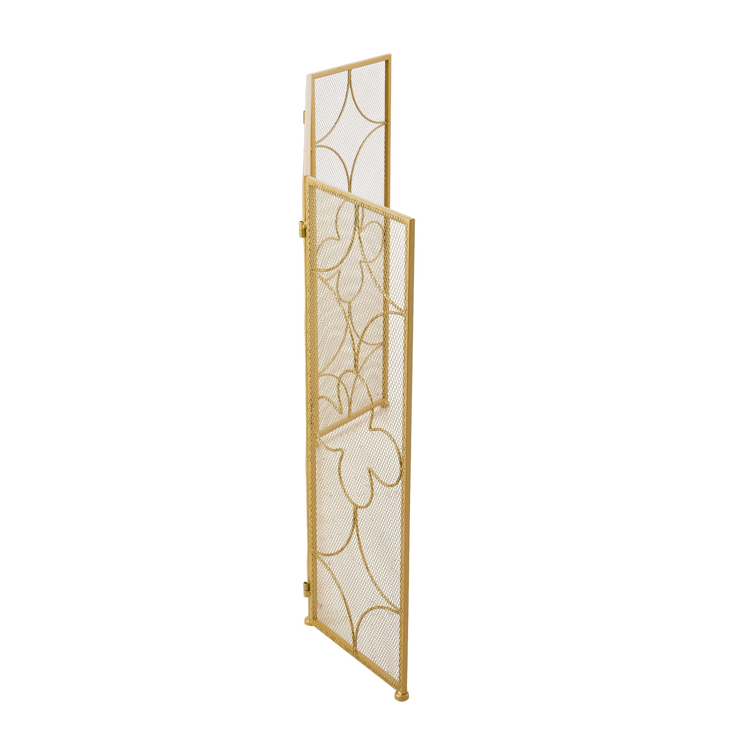 Smallbee Iron Fireplace Screen Gold Powder-Coated – 122x2.3x77.5cm Smallbee UK 