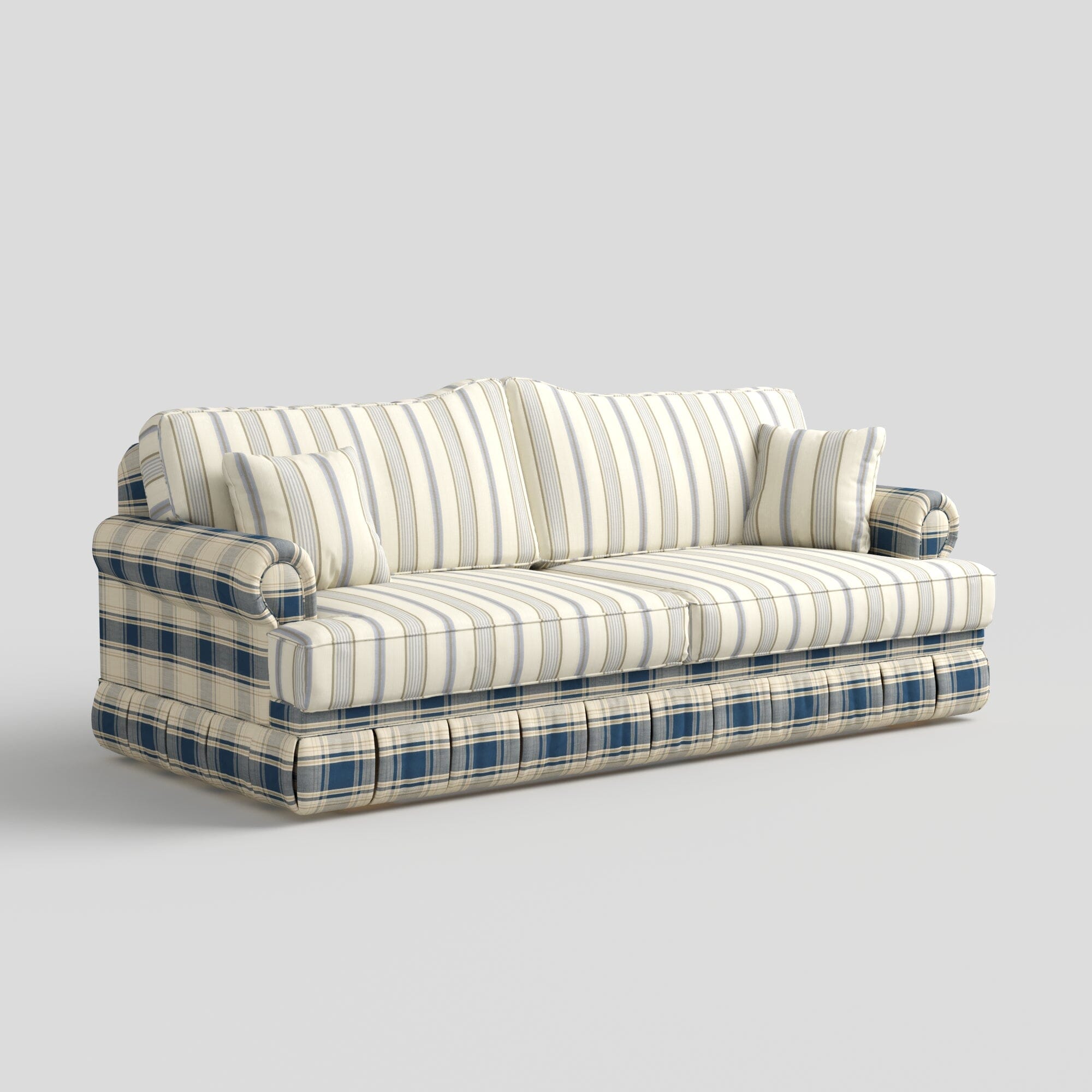 Cottonfy Heritage Plaid Skirted Sofa with Concealed Storage Drawers Living and Home 