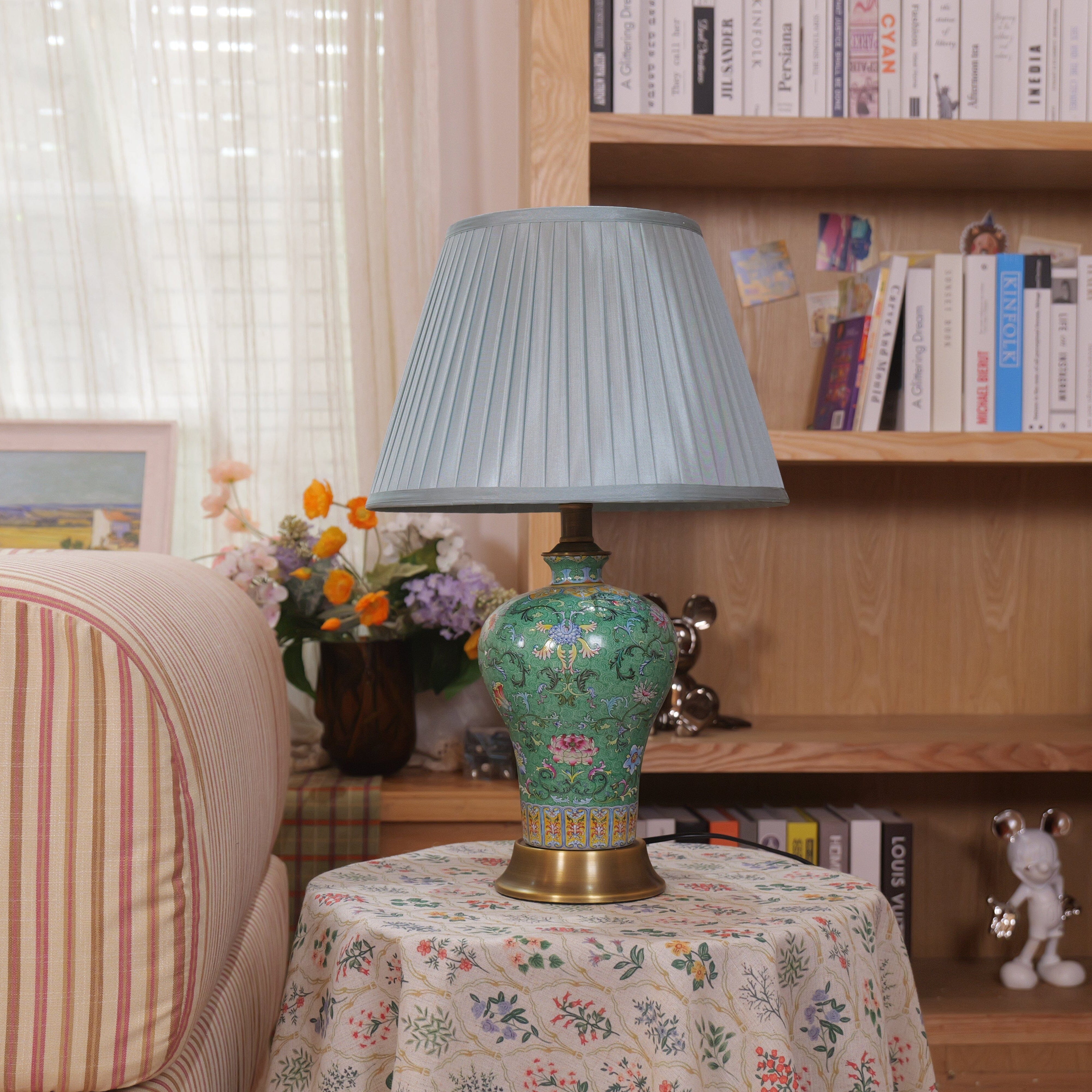 Lightsin Vibrant Ceramic Table Lamps for Living Room – Handcrafted Design with Warm Fabric Shade Lightsin UK 