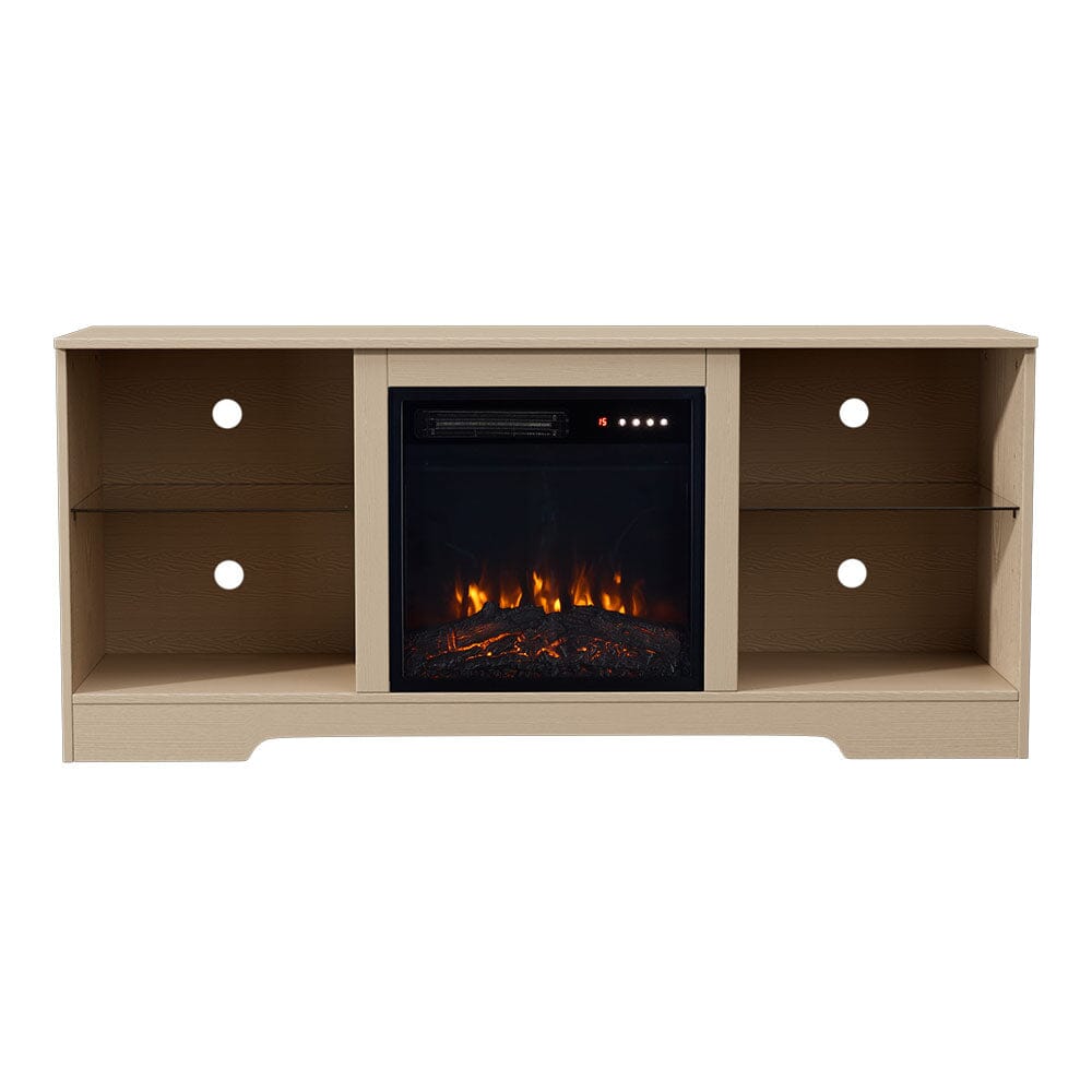 Wood Grain Fireplace Cabinet with 18inch Electric Fire | Touchscreen-enabled & remote-controlled Living and Home 
