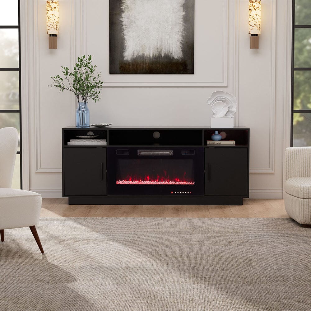 30Inch Electric Fireplace TV Stand | Large Media Cabinet with 24 Colour Options Living and Home 